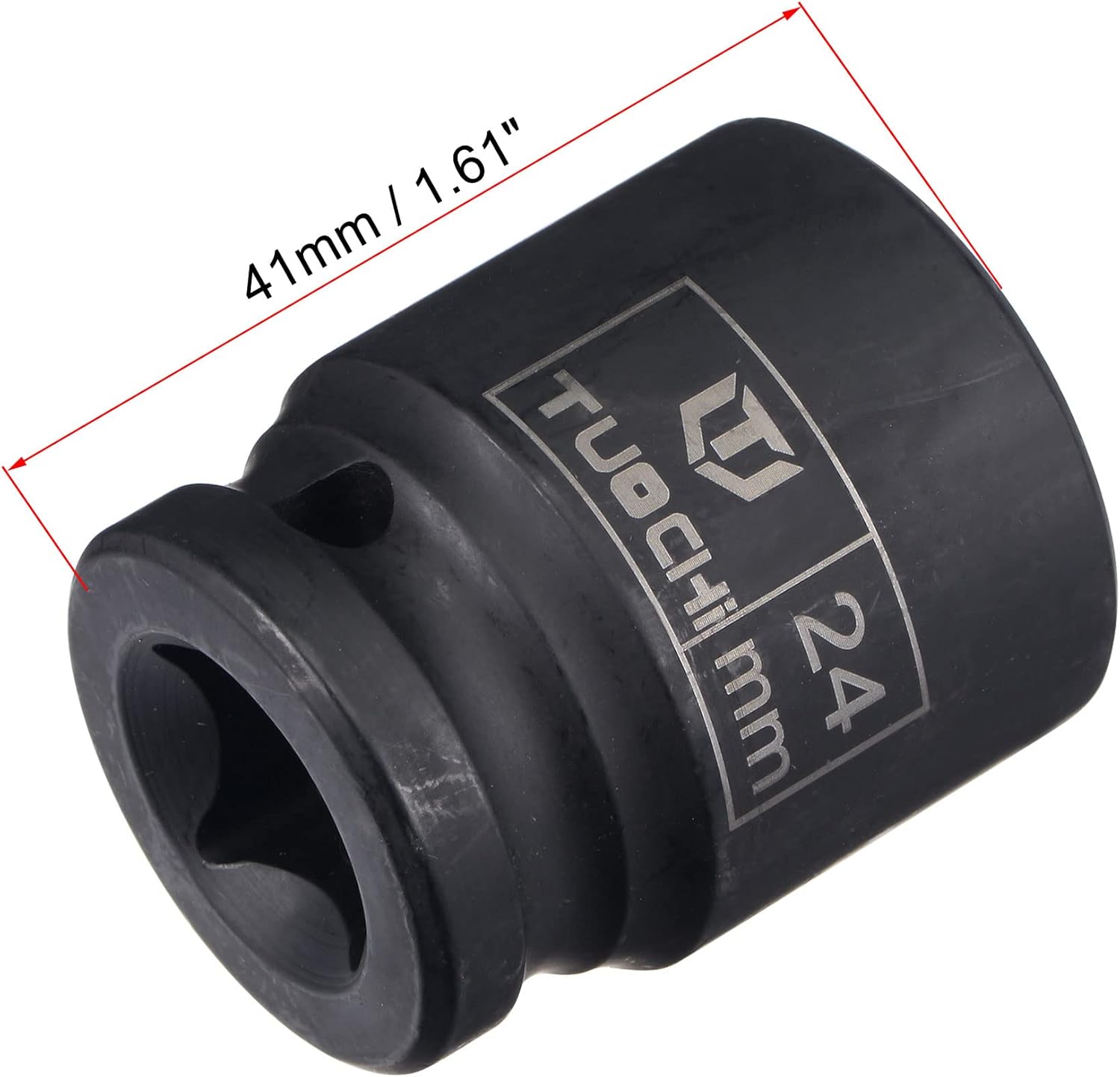 uxcell 1/2" Drive by 24mm 6-Point Impact Socket, CR-V Steel 1.61" Length, Shallow Metric Sizes