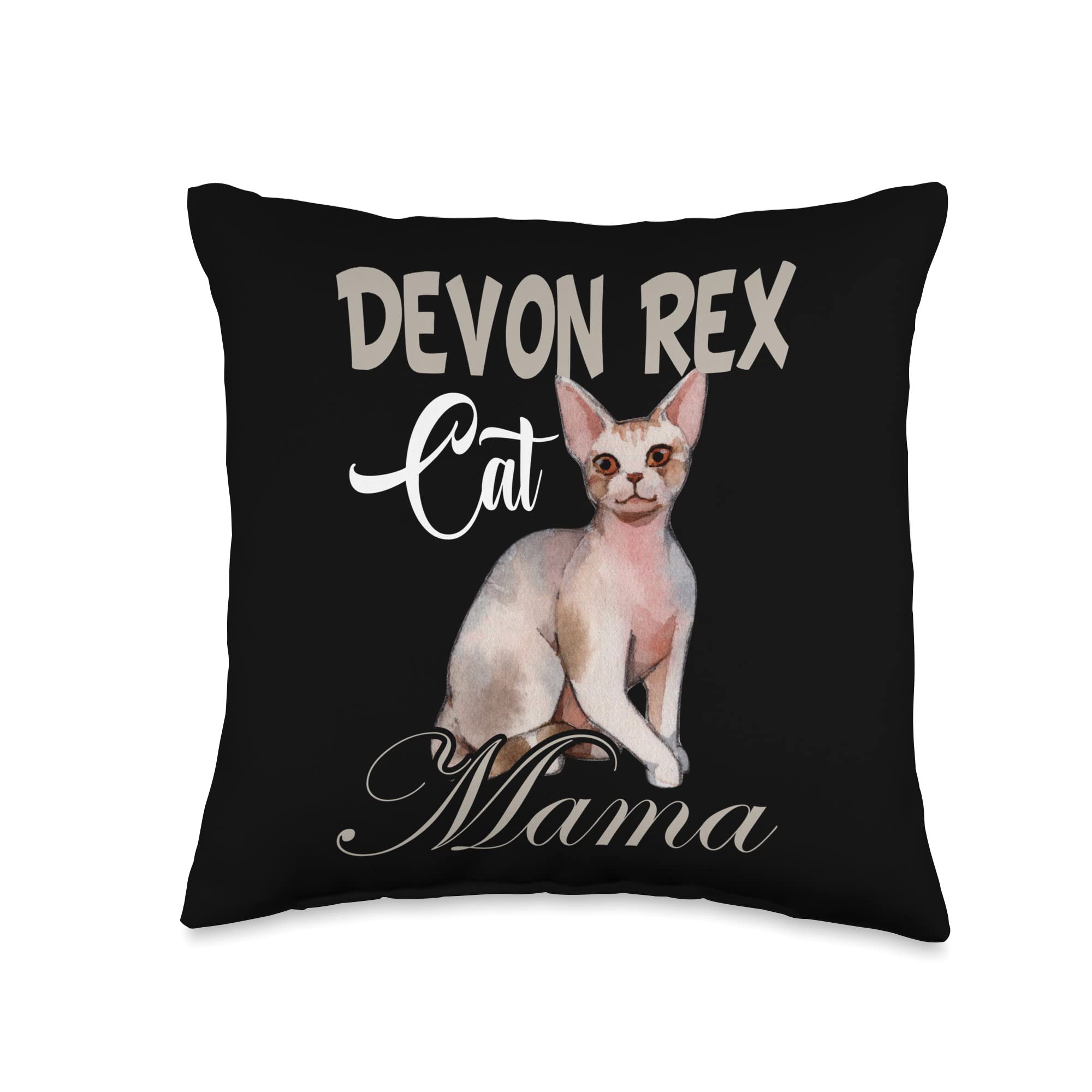 Cute Devon Rex Mama-Love Cats, Pets & All Animals Mom Throw Pillow, 16x16, Multicolor