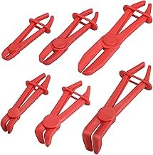 6 Piece Hose Clamp Pliers Set in 3 Sizes, Hose Clamps Pliers and Hose Clamp Pliers for Fuel Hoses, Cooling Hoses, Brake Hoses, Car Hoses - Ideal for Car Maintenance - Red