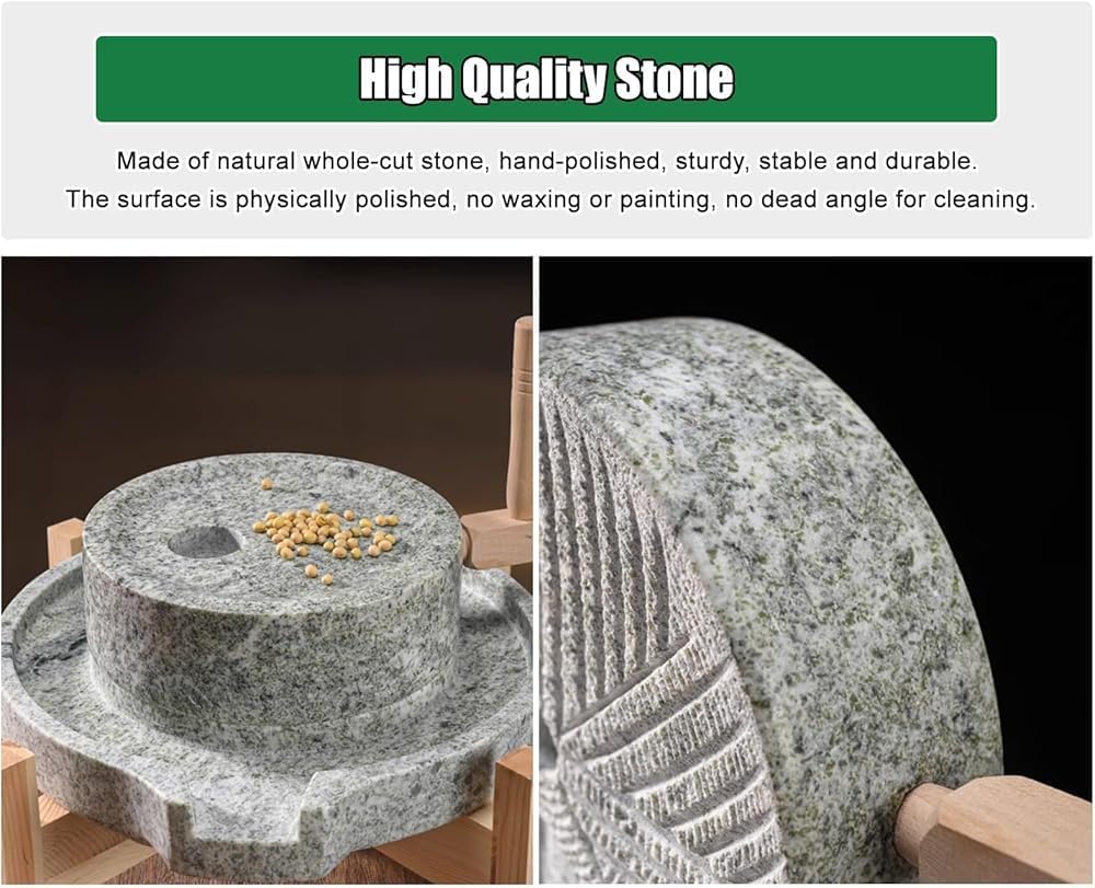 Molinillo de Piedra Manual para Granos de Cocina doméstica - Molino de Piedra Azul para Cereales húmedos y Secos, para Alimentos, Trigo, Bayas, arroz, Frijoles, Semillas, Especias