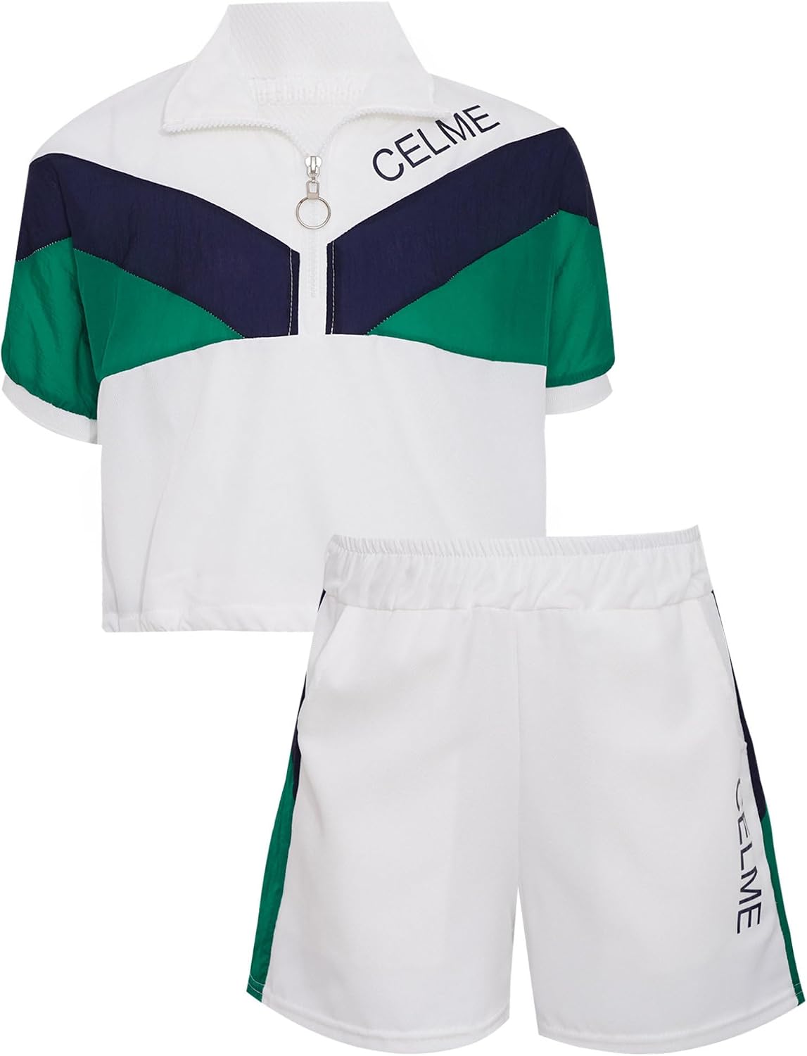 Kaerm Kids Girls 2 Piece Tracksuit Short Sleeve Lightweight Sweatshirt and Active Shorts Set Running Training Sportwear