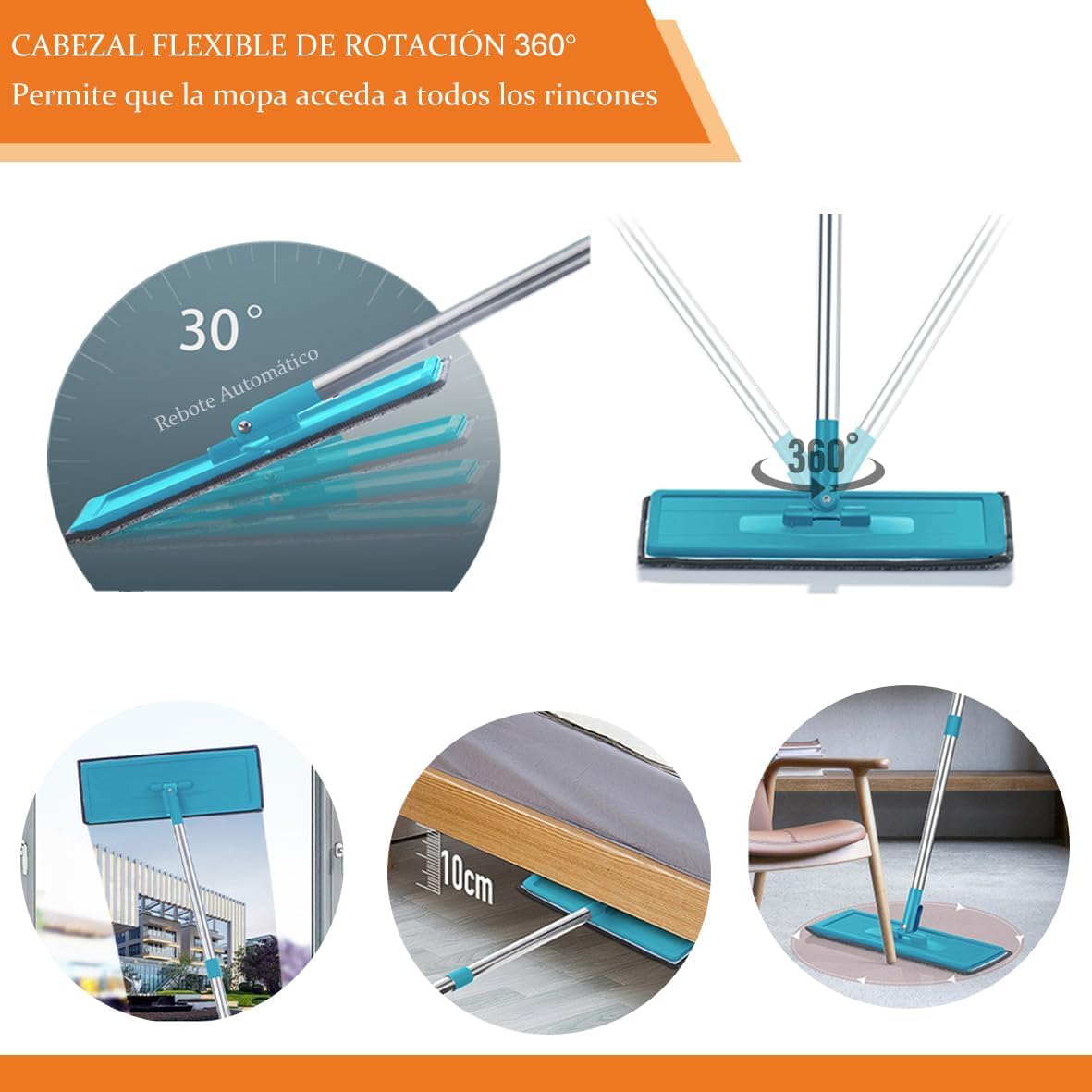 Mopa para Limpiar Azulejos y Paredes Mopa Fregona con Cubo Escurridor Fregona Autoescurrible Mopas de Limpieza Suelos Cepillo Esfregona 6 Almohadillas Microfibra Limpiador y Atrapapolvo Mop (Azul)