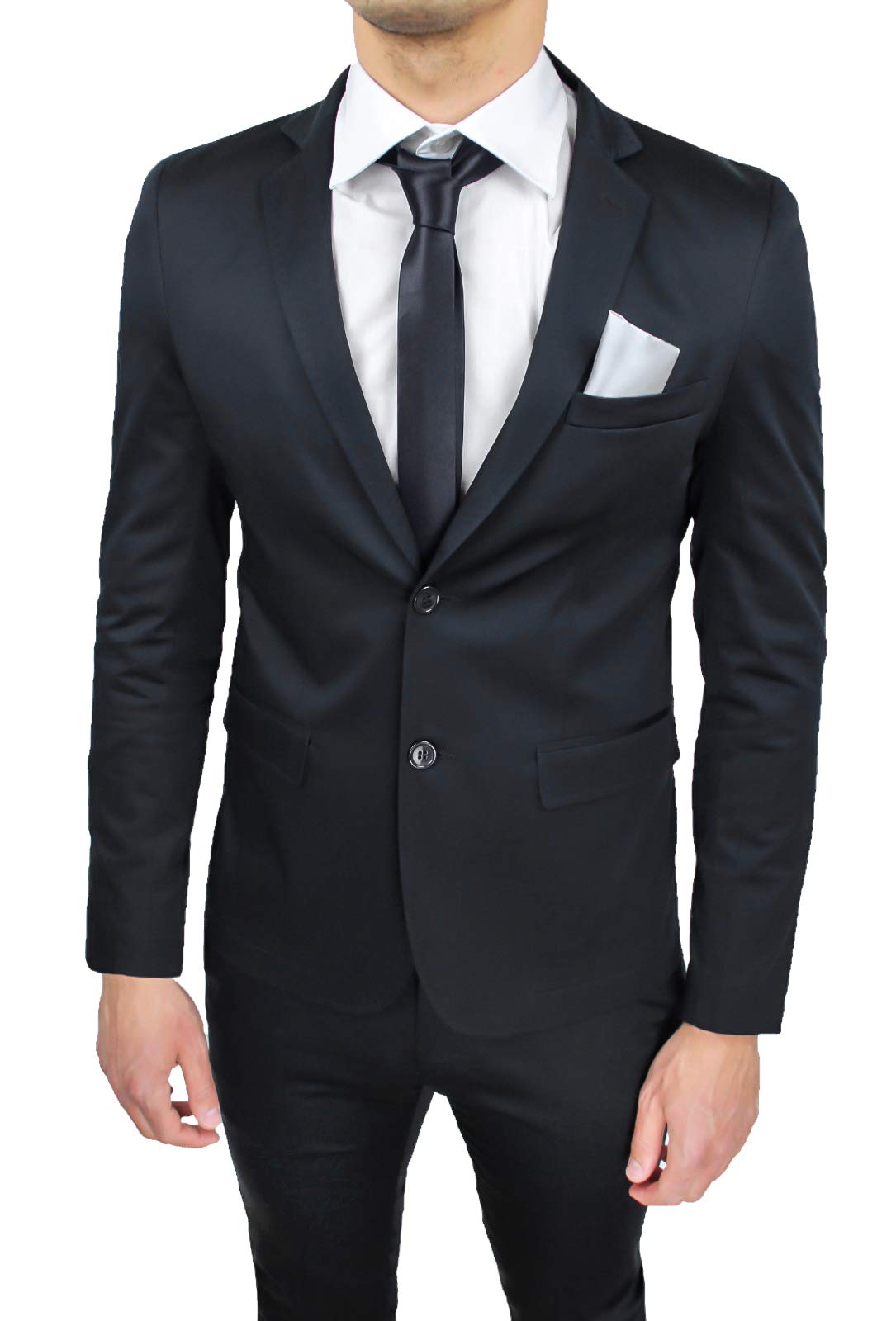 Abito Uomo Sartoriale Nero in Raso Completo Smoking Elegante Cerimonia
