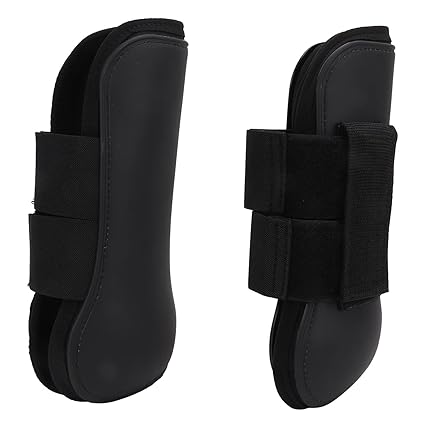 Horse Front Leg Protection, Horse Front Boots Adjustable Easy to Paste Shock Resistant for Riding for Jumping(Black Front Legs, L)