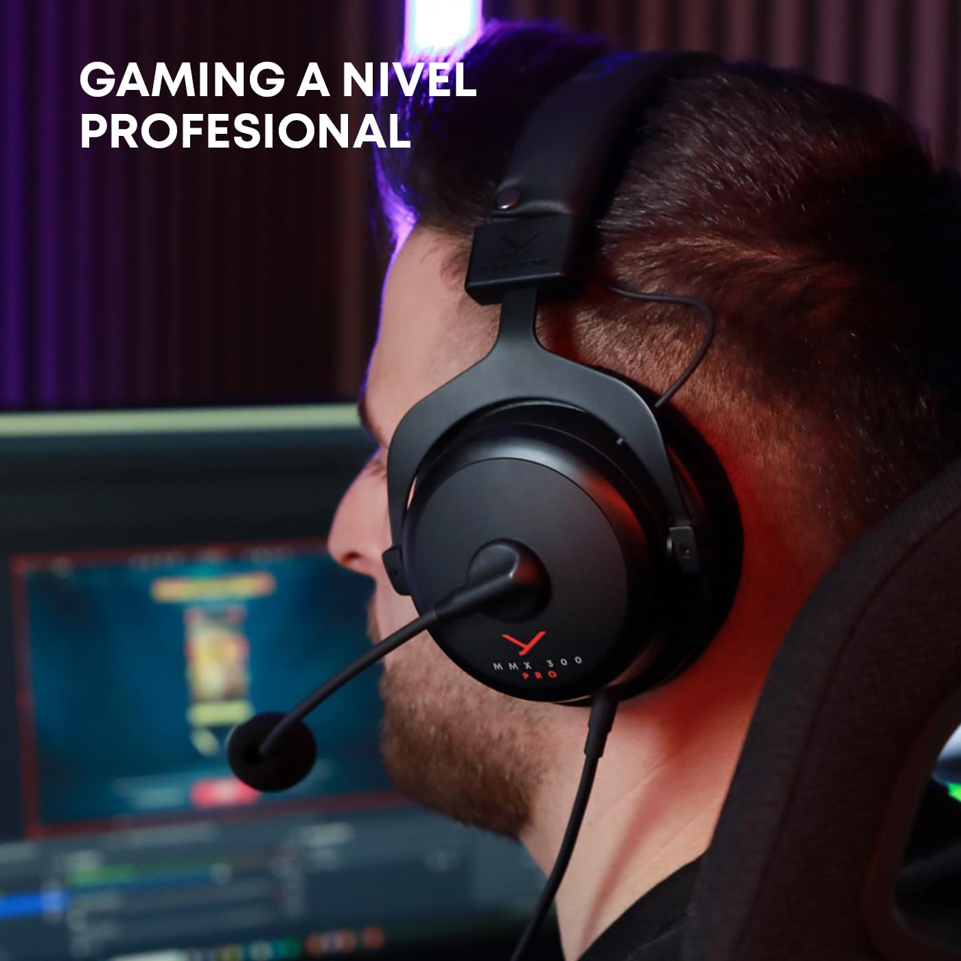 beyerdynamic MMX 300 Pro Auriculares para Juegos con Controladores Stellar.45 y micrófono de Condensador, Auriculares para Juegos con Cable