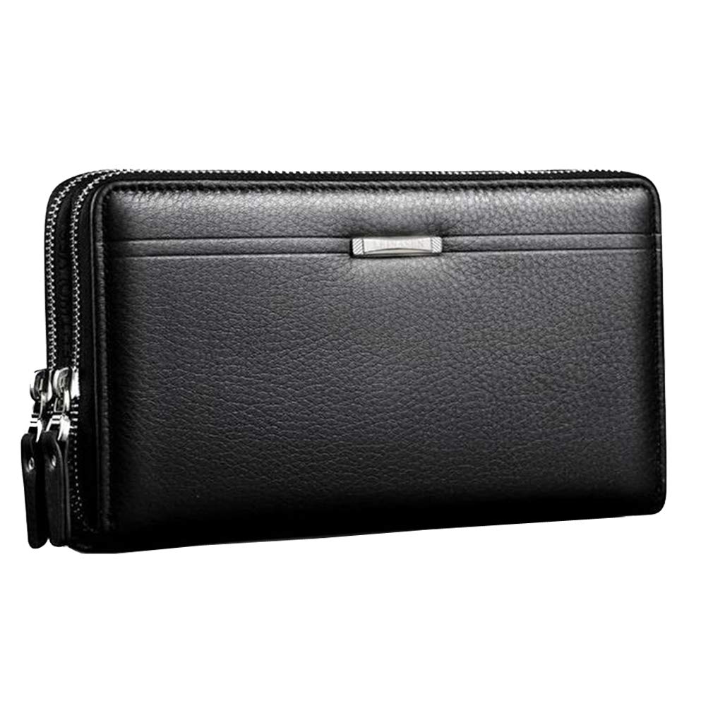 Vintage Cuir Sac à Main Portefeuille D'embrayage Pour Hommes Phone Titulaire Sac De Poignet Wristlet Poche à Monnaie Business Noir