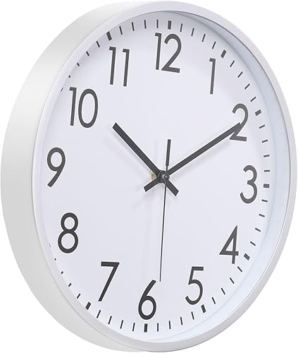 Miniatura 1 de PATIKIL Reloj de pared de 12 pulgadas, con número 3D, de cuarzo, funciona con pilas, silencioso, sin tictac, redondo, para decoración de oficina,