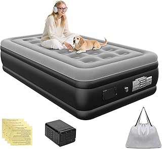 Colchão Inflável Solteirão 191 * 100 * 36 CM, Bomba de ar Elétrica Recarregável Integrada para Inflação e Deflação Rápidas e Automáticas, para Famílias e Camping (Cinza Escuro)