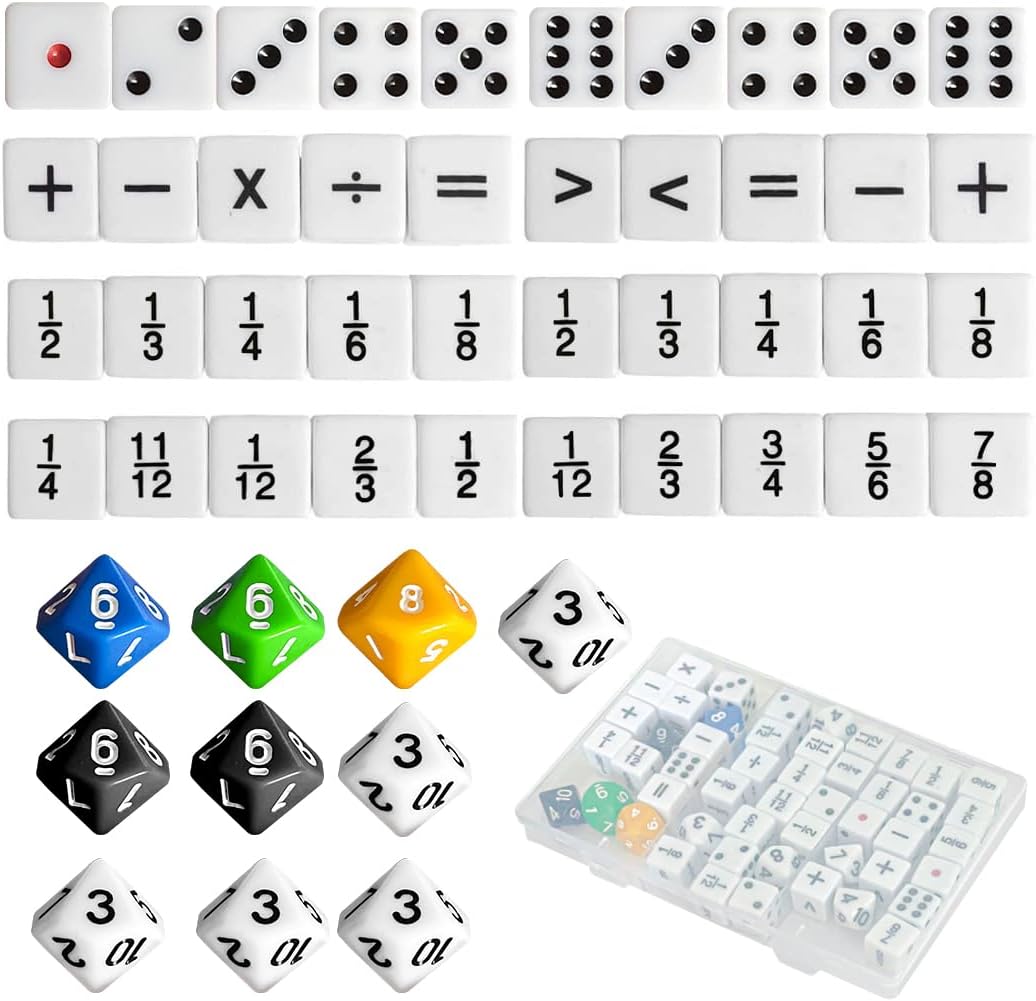Set of 50 Maths Tungsten Dice 16 mm Whisper Cube Teaching Cube Acrylic with Number Cubes Point Dice Operation Cubes Breaking Cubes 10-Sided Educational Games for Math Computing Exercises