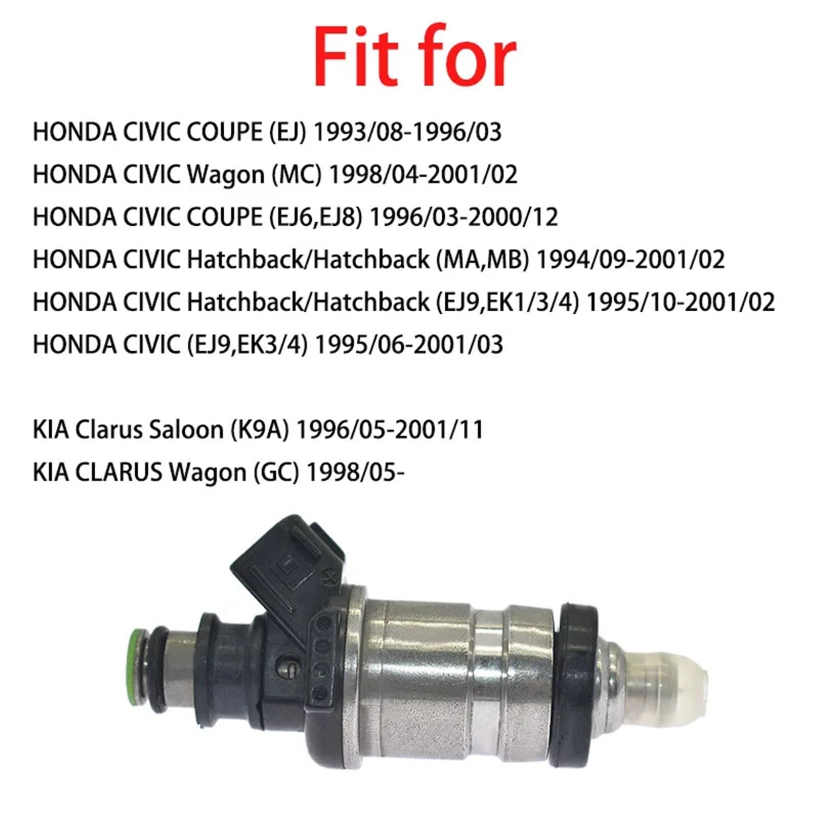 Joint d'injecteur de carburant Lot de 4 injecteurs carburant pour Honda Civic EJ MC EJ6 EJ8 MA EJ9 EK1 EK3 pour Kia Clarus K9A GC 1.4-2.0 remplacer