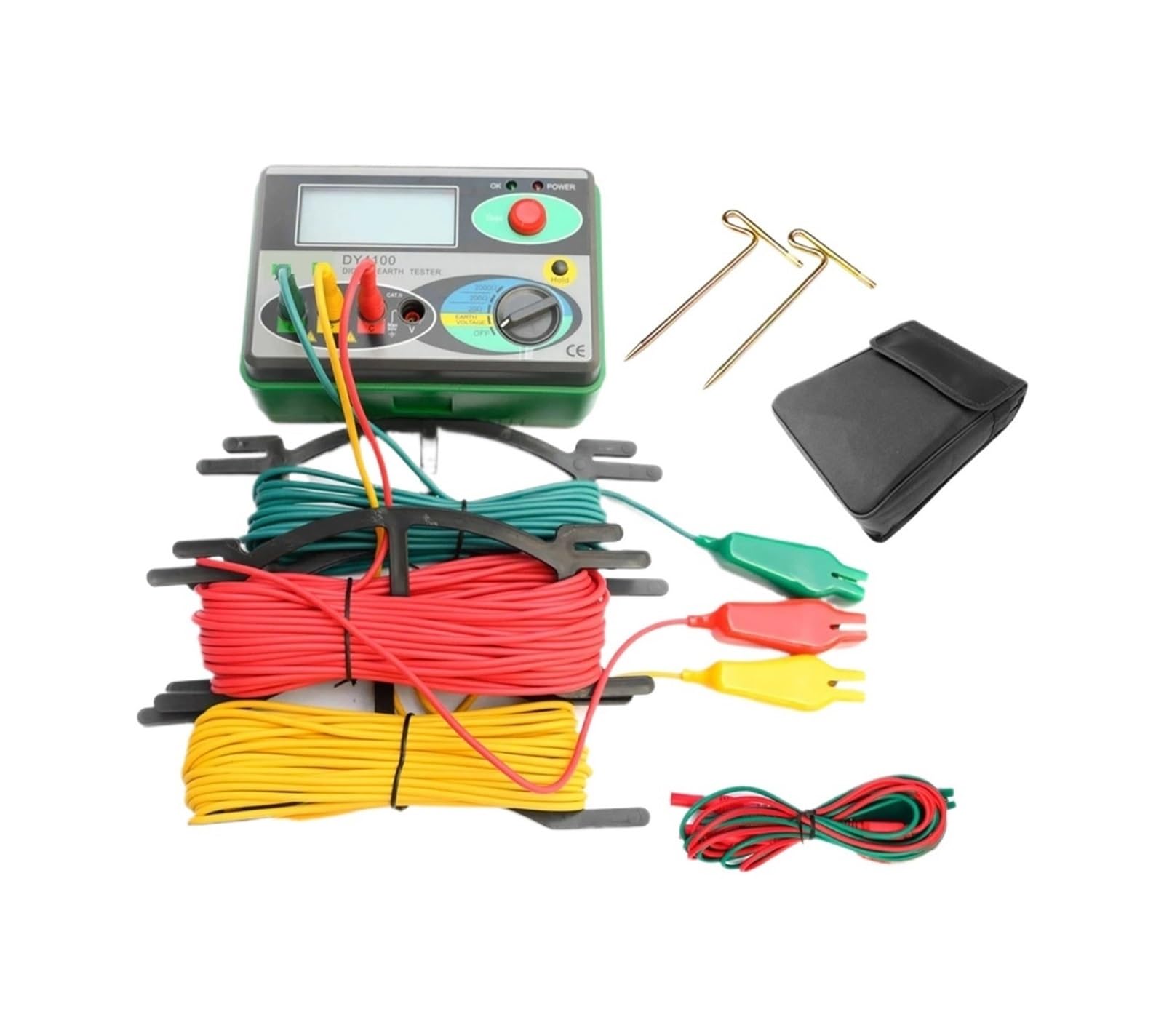Tester di resistenza, DY4100 Misuratore di resistenza di terra digitale Megaohmetro 0-2000 Ohm Strumenti di ispezione Tester di resistenza for elettricisti