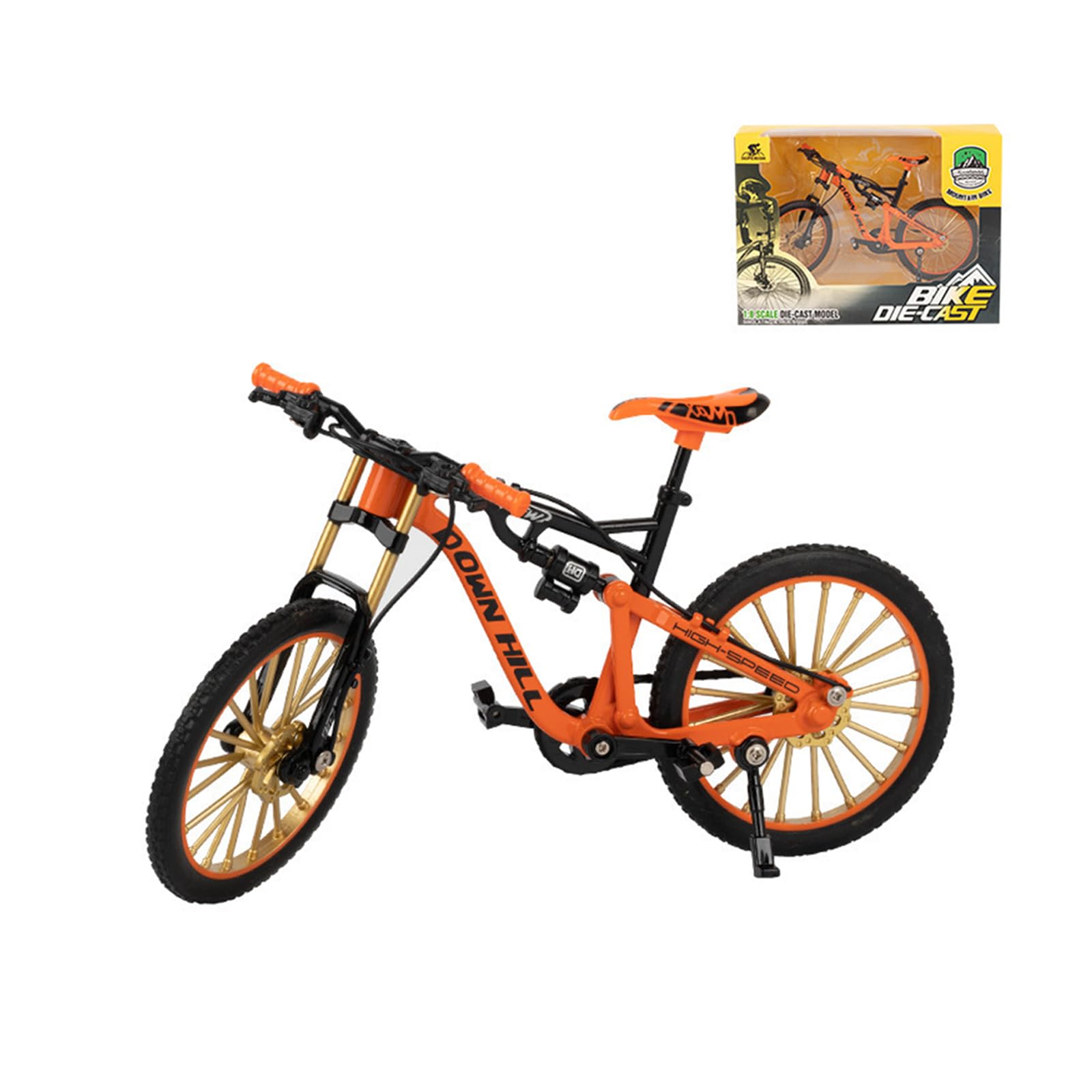 Aupptugo 1:10 Scale Finger Bicycle Model, Mini Bicycle Model, Finger Mountain Bike Models, Mini Mountain Bike for Finger Tricks and Collection for Desk Decoration, Birthday (Orange)