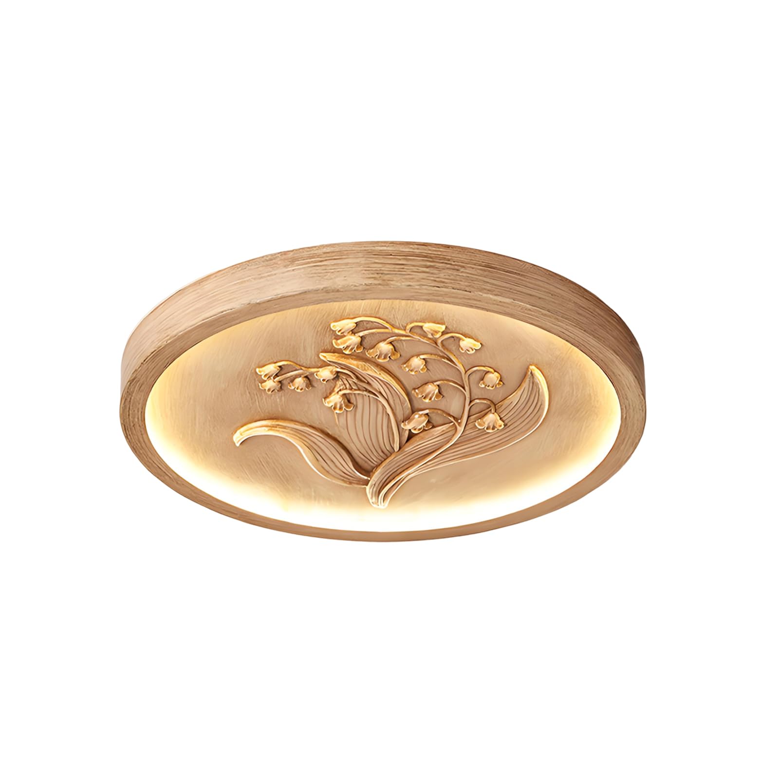 YNVIOZM Modern Wood Grain Finish Flush Mount Ceiling Light, Mid-Century Round LED Low Profile Close To Ceiling Lighting Fixtures For Kitchen Bedroom Bathroom Laundry Hallway Entryway Closet Living Roo