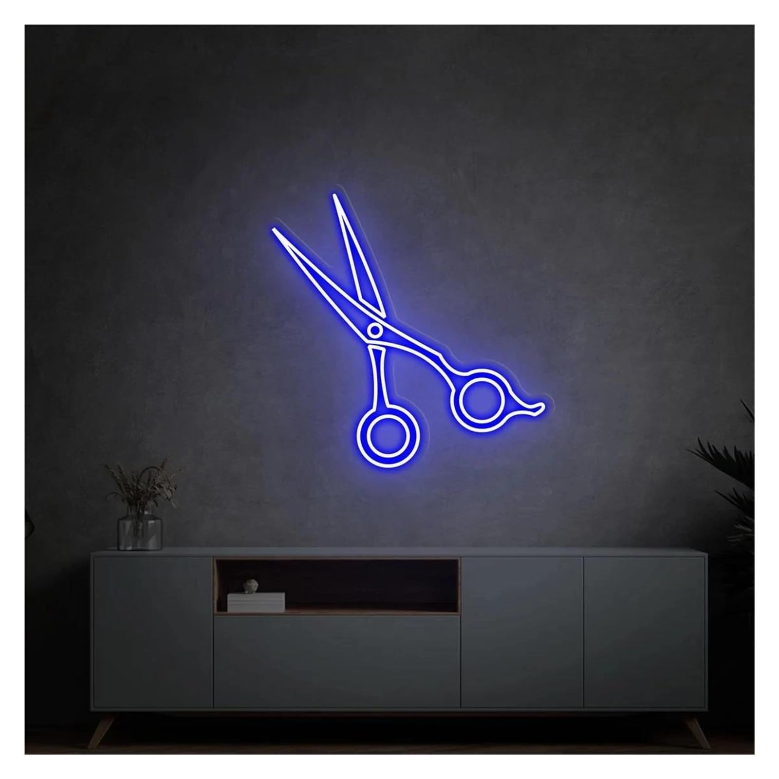 LEMST Signs Lamp Scissors Neon Signs USB Powered Adjustable Brightness Scissors Neon Lights, Suitable for Barber Shop Hanging Decor(G,50cmx55cm)