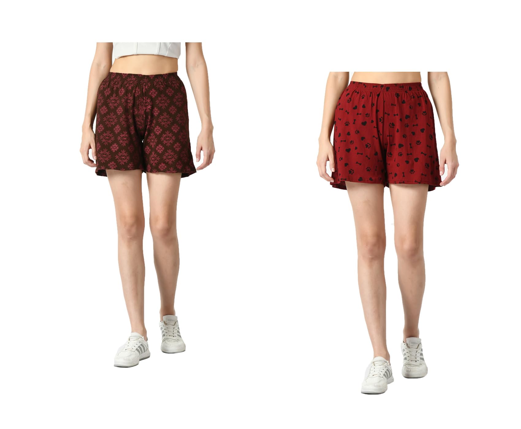 kayu Pack of 2 Women’s Cotton Printed Shorts Comfortable Elastic Waist Casual Lounge Summer Shorts for Women-picture-9