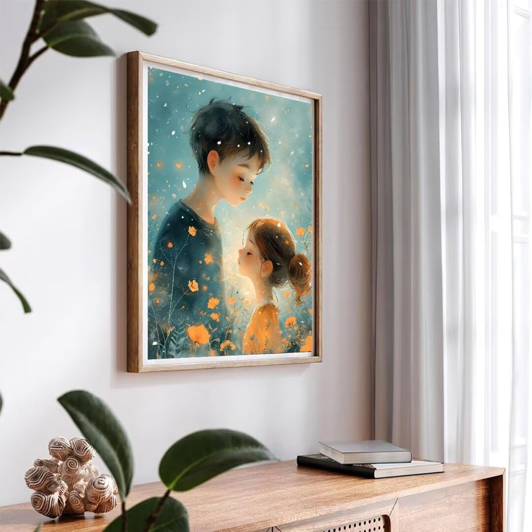 Pintura por Numeros chico de las flores Pintar por Numeros Adultos Niños, DIY Paint by Number Kit con Pinceles y Pinturas Acrilicos, Cuadros por Numeros, Decoración para el Hogar 100x70cm w-1758
