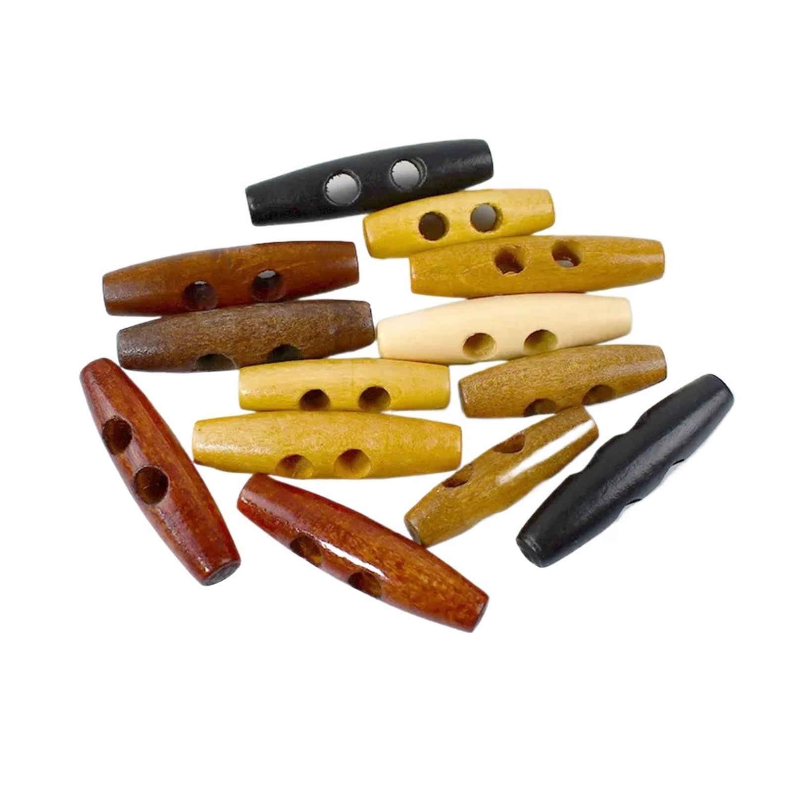 300 botones de madera Meetee con 2 agujeros para abrigo de viento, hebilla de madera natural, accesorios de costura (color natural-1,35 mm)