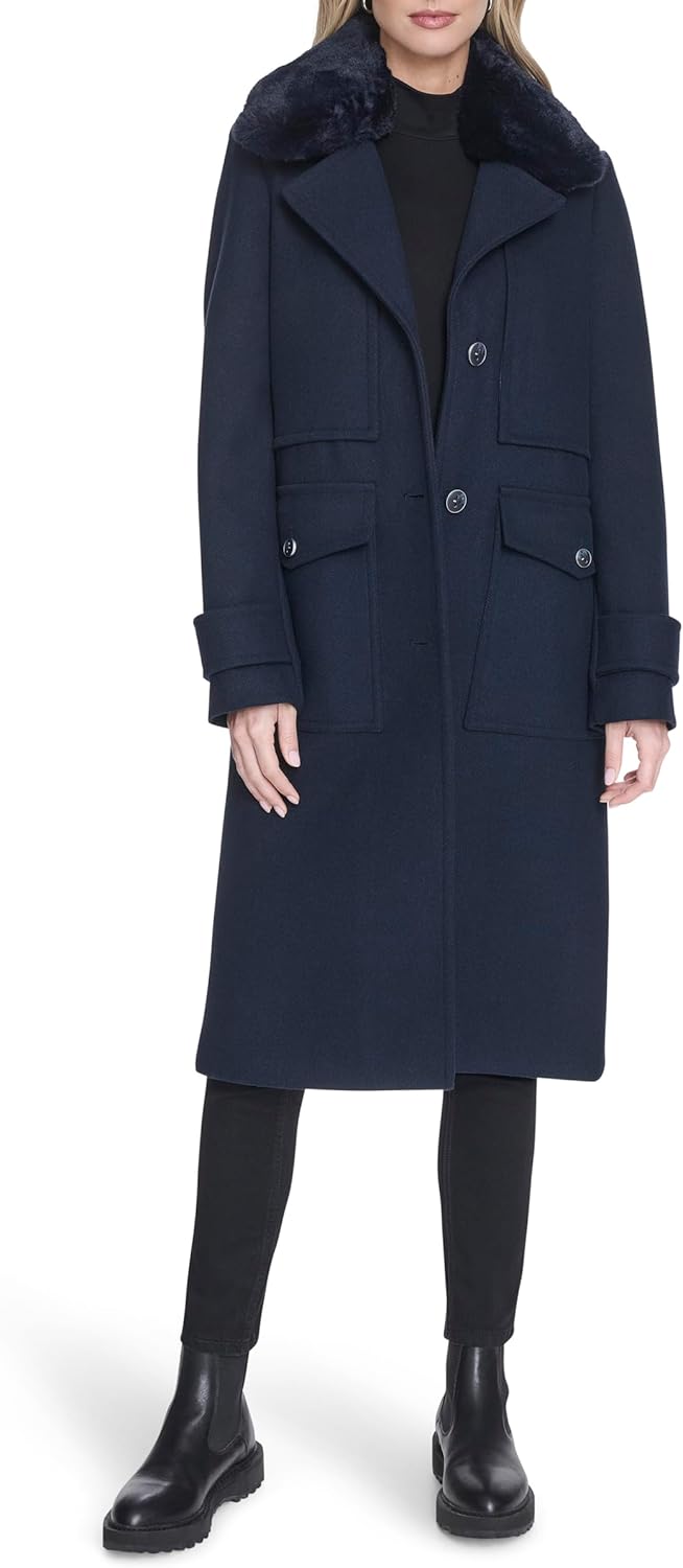 Andrew Marc Women's Classic Single-breasted Military-inspired Wool Trench Coat - Image 2