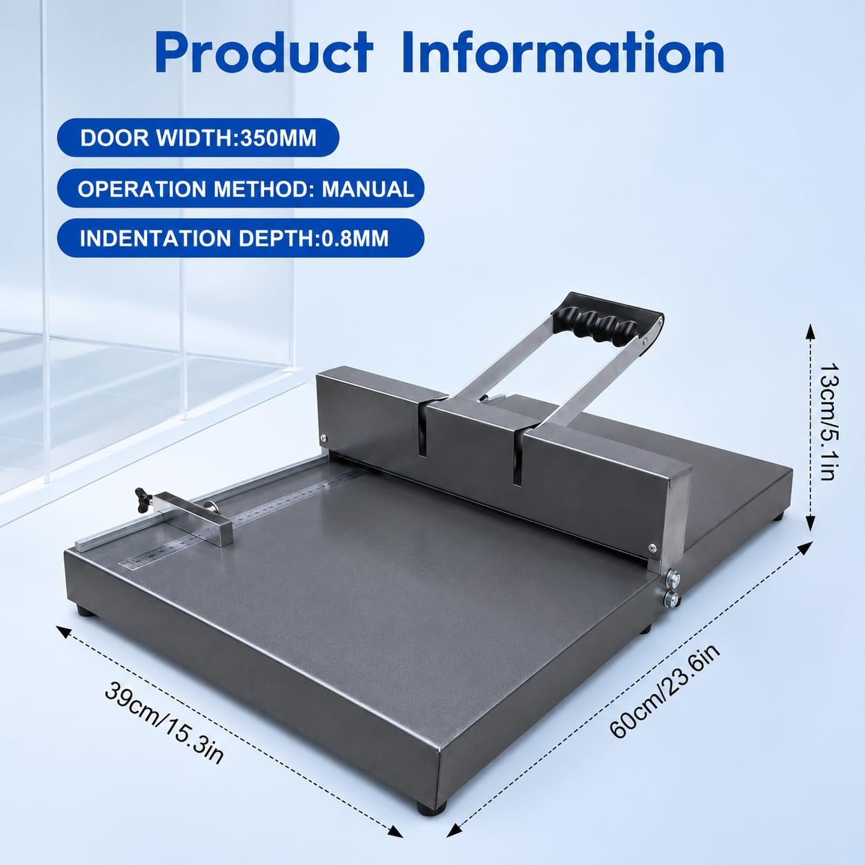 Piegacarte manuale da 350 mm con guida magnetica e manico ergonomico | Strumento di punteggio interamente in metallo per biglietti A4 e A3, rilegatura, inviti, menu e altri lavori con la carta.