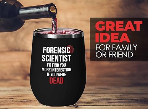 Miniatura 2 de Crime Forensics Black Edition Vaso de vino de 12 onzas – I'd Find You More Interesting – Detective Crime Scene Investigator Criminologist Degree