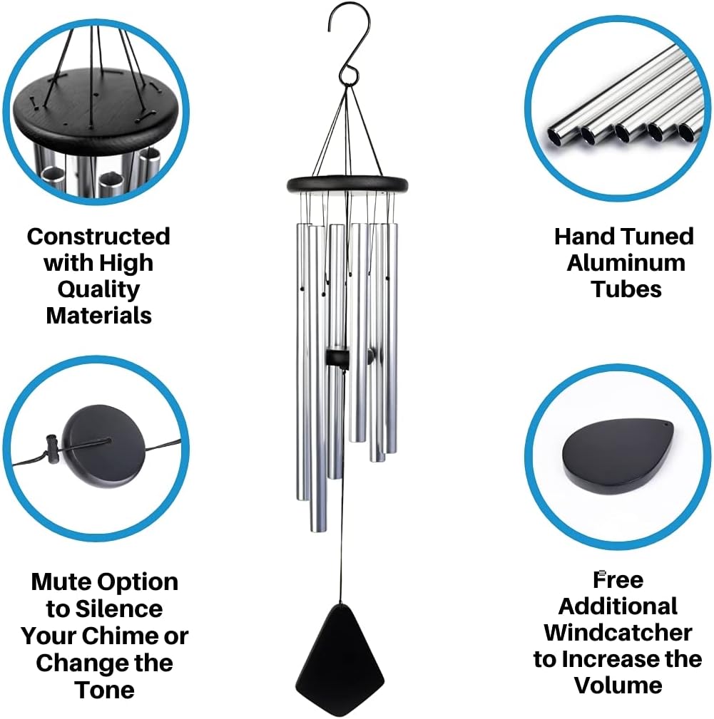 Wind Chimes for Outside - Professionally Tuned Wind Chimes with Sound Options and Volume Control. 35” Wind Chime. Outdoor Wind Chimes Ready to Gift for Memorial and Sympathy Wind Chimes : Patio, Lawn & Garden