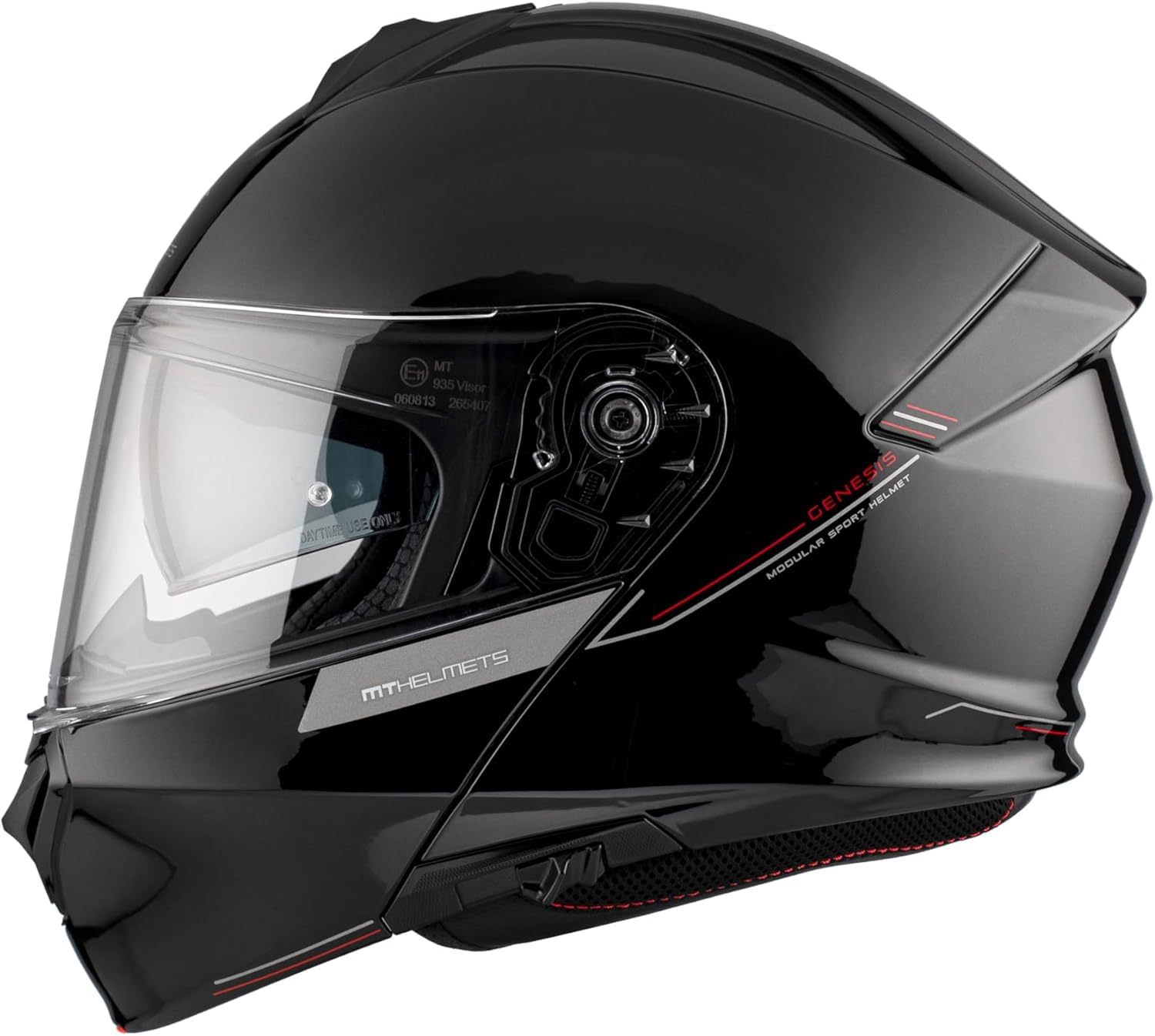 Casco Modular MT Genesis SV Solid Negro Brillo | Casco Modular para Hombre | Transpirable y Lavable | Homologado ECE 22.06 & Dot | Talla S