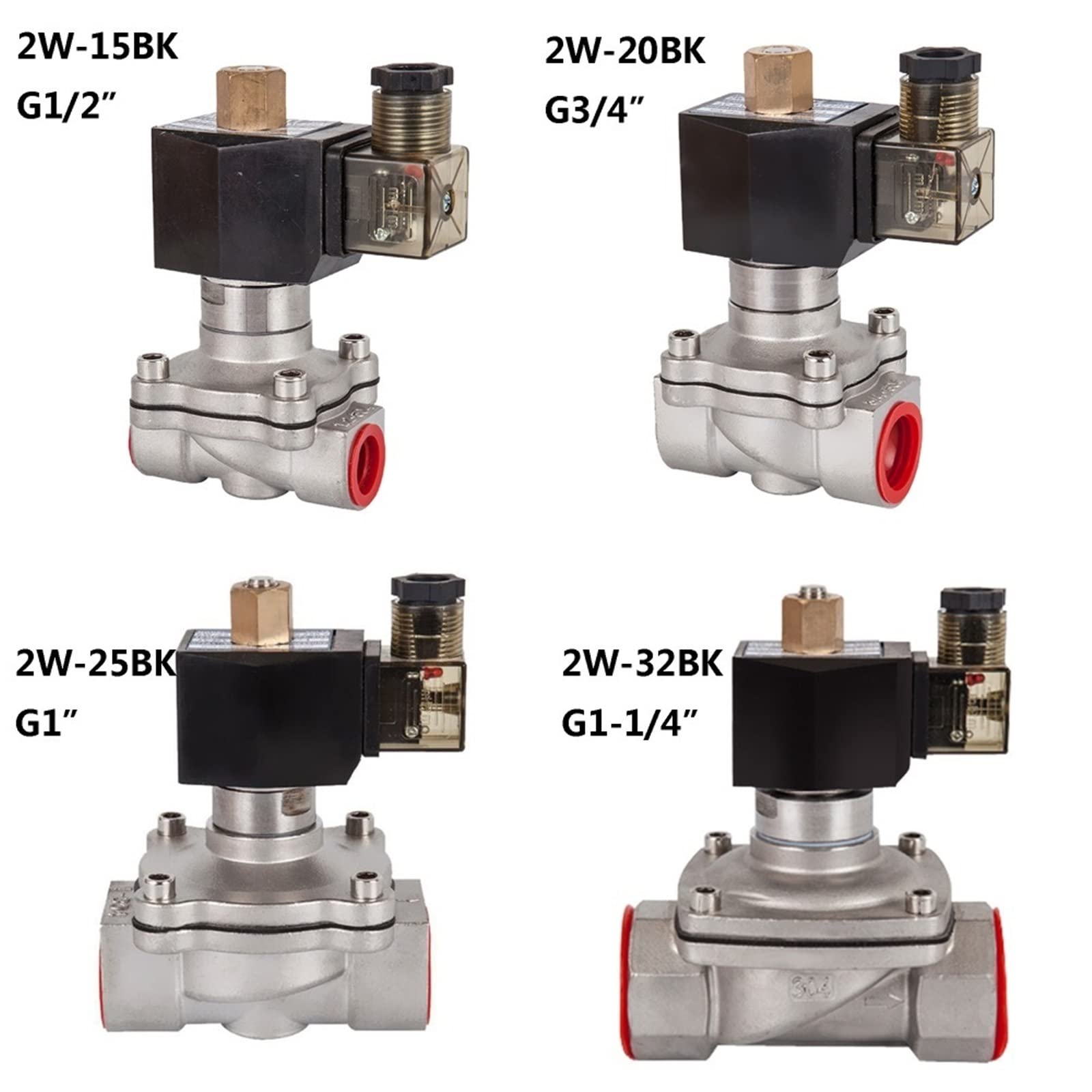 Electroválvula neumática normalmente abierta de acero inoxidable 1/2; 3/4; 1; a 2; para agua, aceite, gas, CA 220 V DC 12 V DC 24 V, 1 pieza(AC 380 v-nbr 80 Celsius,0,75 inch)