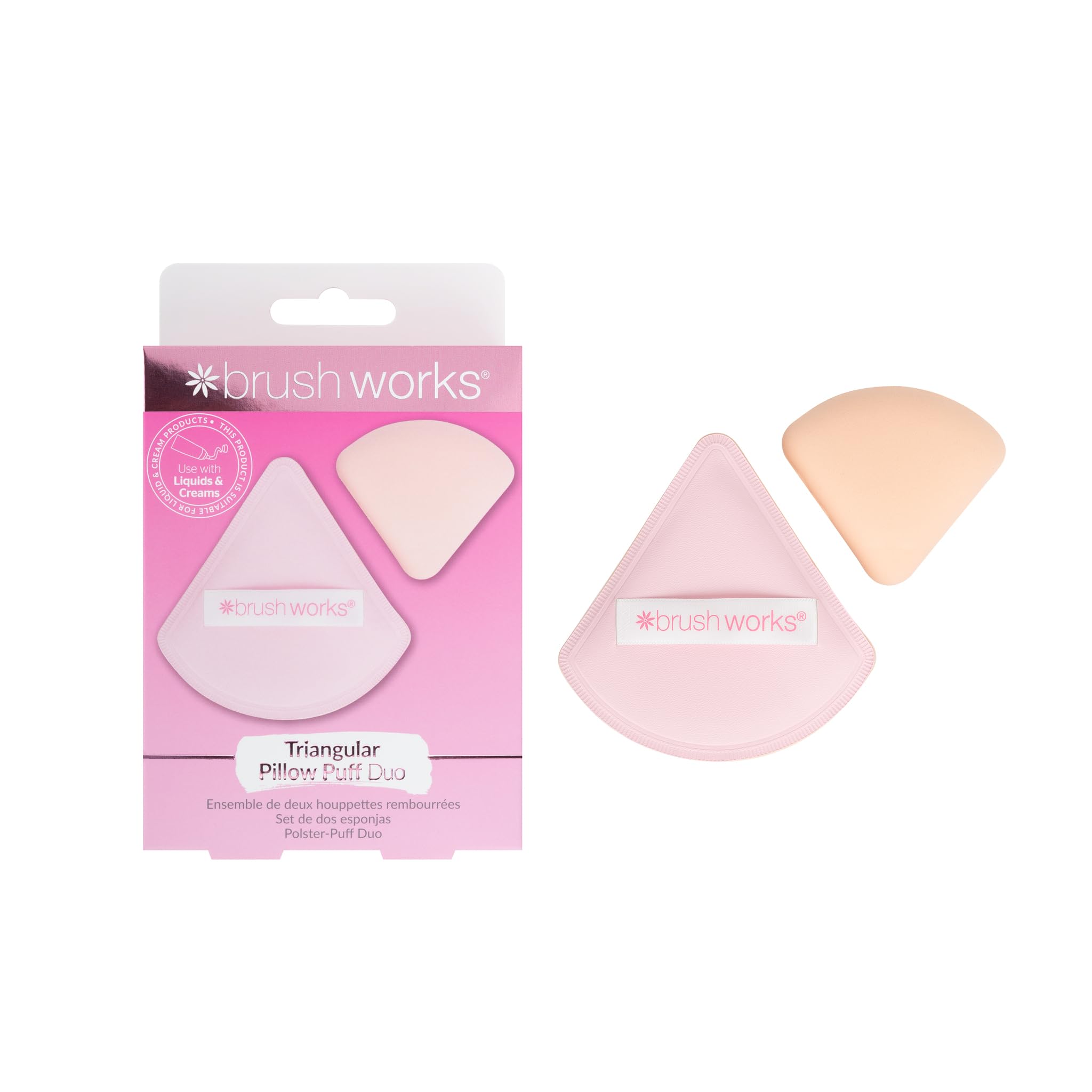 Brushworks Cream Triangular Pillow Puff Duo
