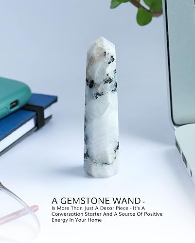 Miniatura 7 de NARIBABU Piedra lunar arcoíris - Varitas de cristal para curación - Juego de cristal Wicca - Varita de piedras preciosas - Cristal de meditación -