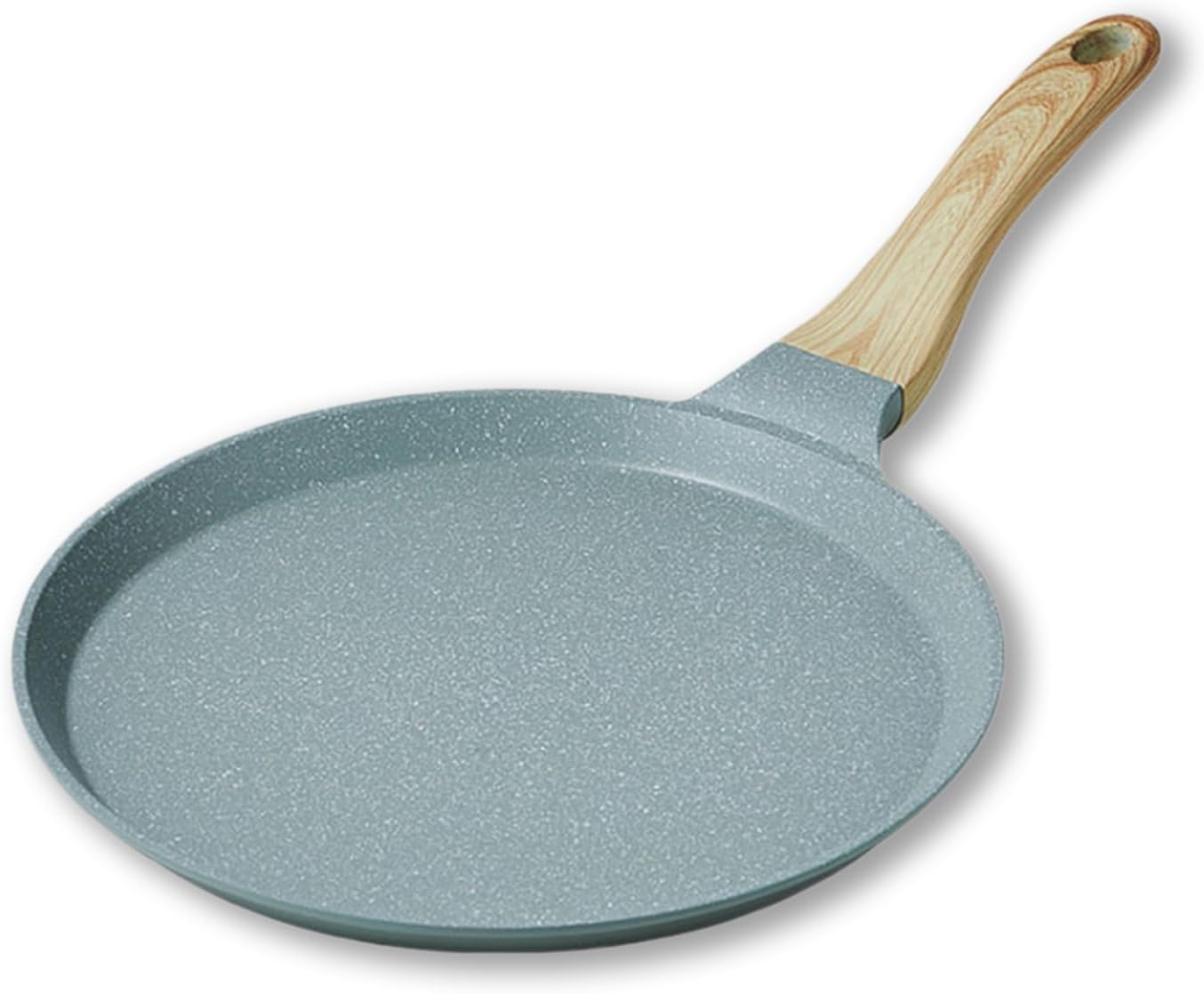 Nonstick Crepe Pan, 8 inch Green Dosa Tawa Tortilla Pan with Wood Handle for Stove Tops, Flat Frying Pan Skillet Stone Coating Cookware for Gas, Induction, Electric, Ceramic Stove, PFOA Free (8 inch)