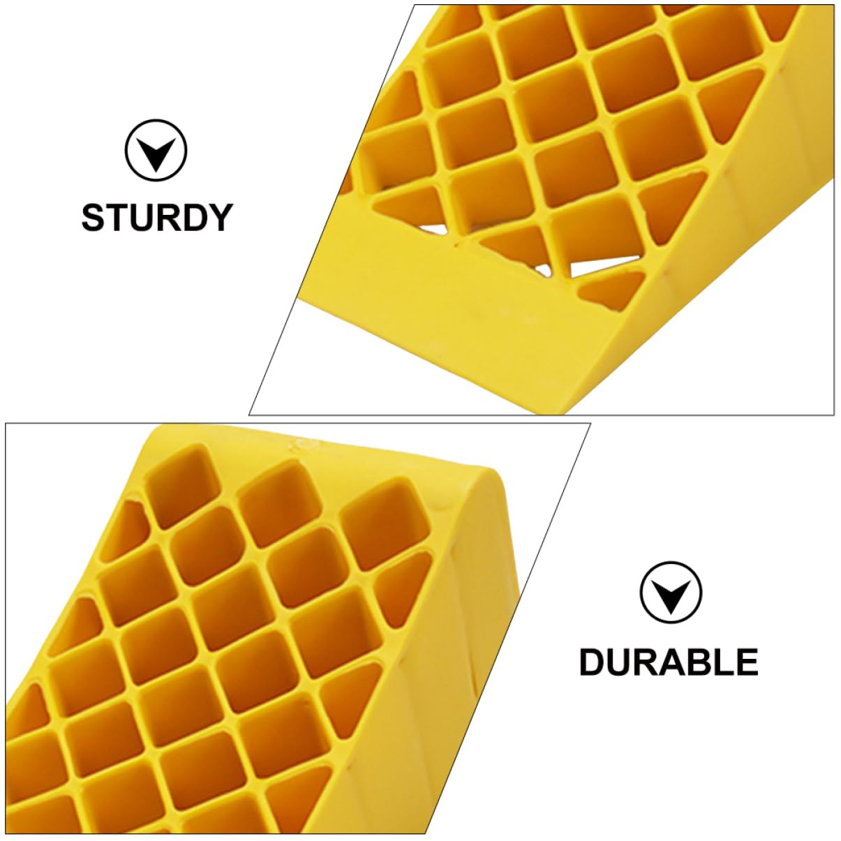 Cuneo Resistente alla Pressione e Assorbente di Rumore Fermaruota Pe Giallo in Plastica Blocco Ruota Portatile per Auto, Camion e Rimorchi, per Parcheggio Sicuro