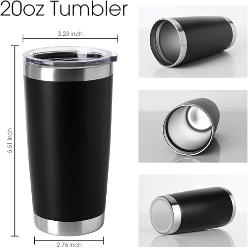 Miniatura 2 de Hasle Outfitters - Vasos de acero inoxidable con tapa de doble pared, aislados al vacío, para bebidas frías y calientes, 591.47 ml (20 fl oz).
