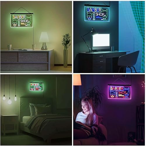 Miniatura 5 de ADVPRO Barbería barra de corte de pelo salón tricolor LED neón signo blanco y verde y azul 13 x 8.7 pulgadas st9s32-i2044-wgb