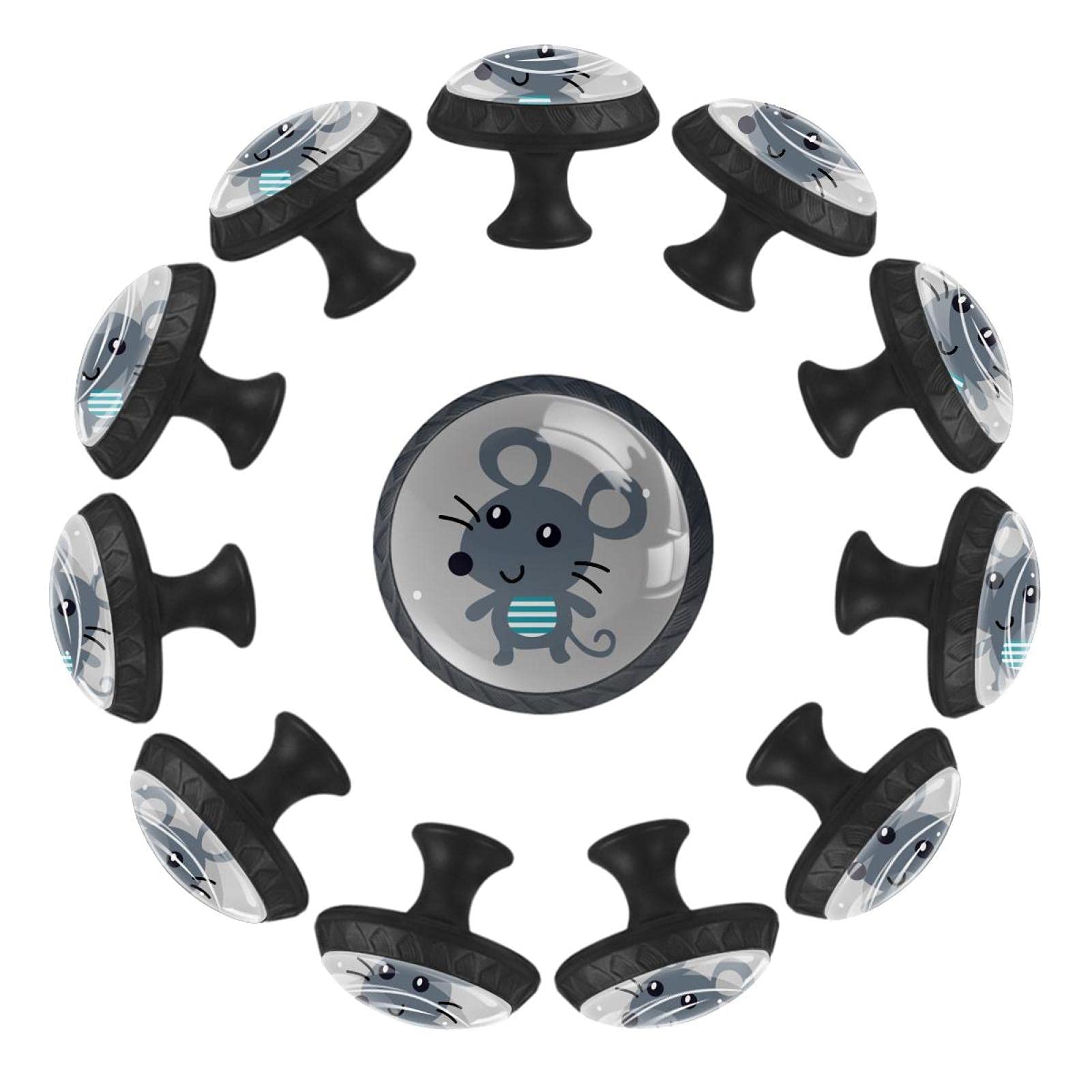 Boutons de tiroir souris ronds de 35 mm au design amusant pour meuble