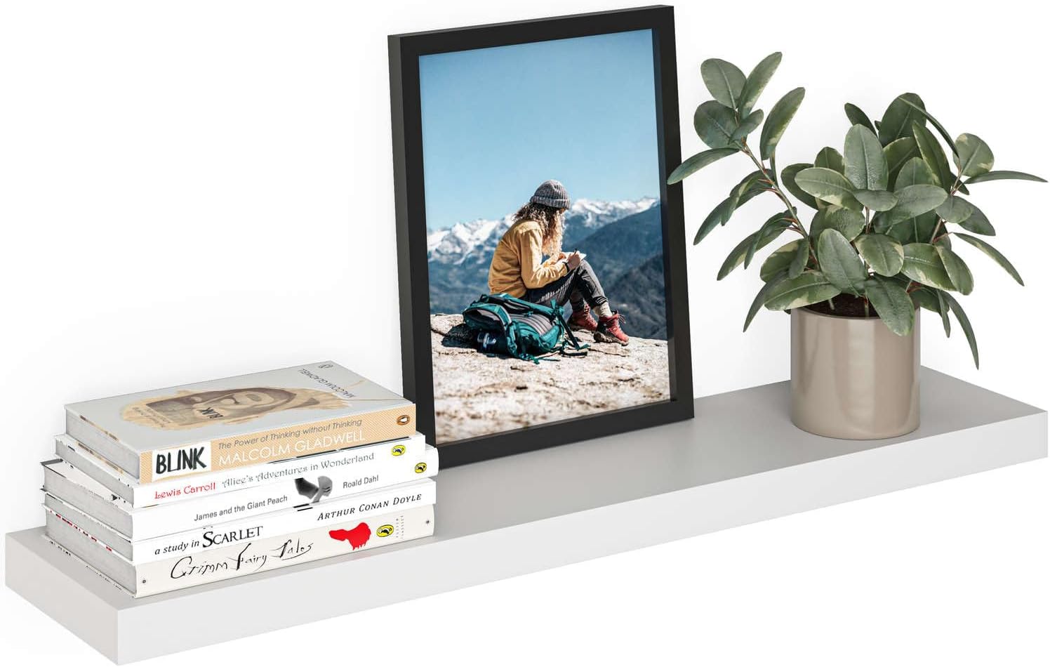 Ballucci Floating Shelf, 36" Wood Wall Shelf with Invisible Brackets for Bathroom, Living Room, Bedroom, Kitchen, Nursery, 8" Deep, White 36" - 1 Piece White