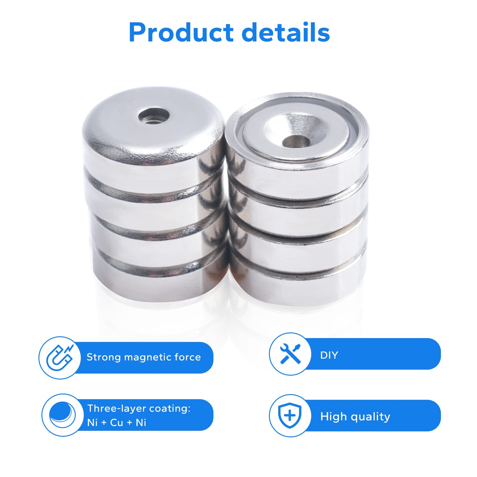 Pilikoll 20 Pezzi 30×10×3mm Mini Calamita Adesive Forti Magneti