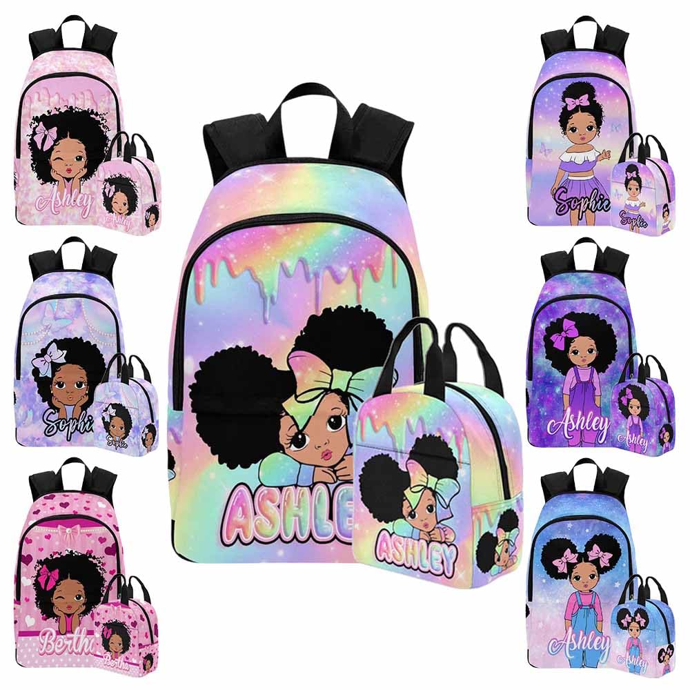 Custom Rainbow Sparkle Kid's Backpack with Lunch Bag Meal Bag Personalized Backpack with Name/Text Preschool Backpack for Girls Customizable Toddler Backpack for Daughter