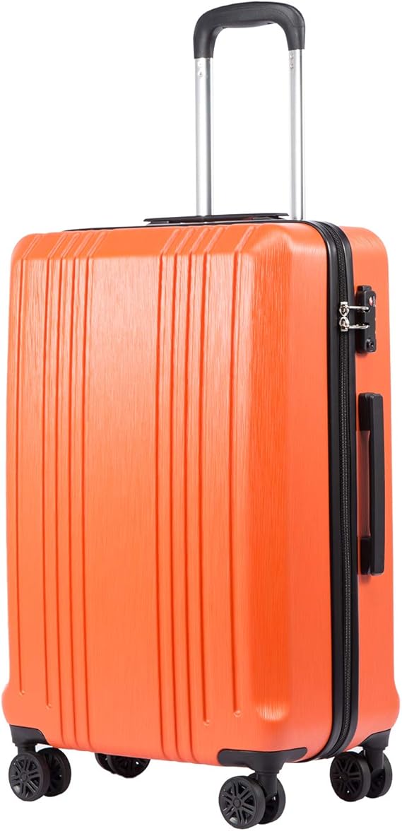 review Coolife Luggage Suitcase PC+ABS with TSA Lock Spinner Carry on Hardshell Lightweight 20in 24in 28in(orange, S(20in_carry on))