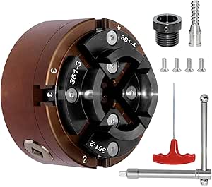 SIIIXS 4 Inch Wood Lathe Chuck Set 1"X8TPI Thread &amp; 3/4"X16TPI Adapter, Self-Centering 4 Jaw Wood Turning Chuck