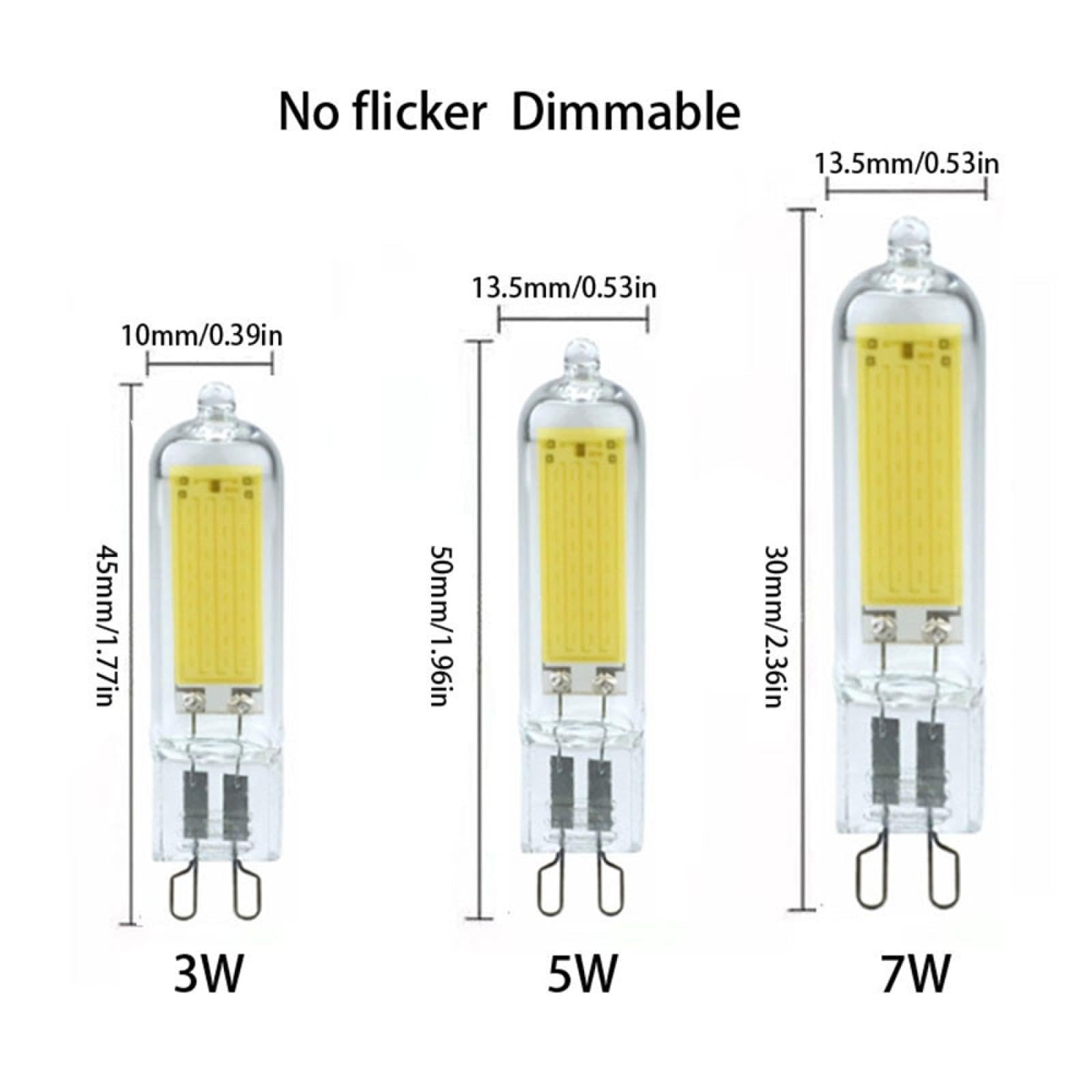 G9 Bombilla LED 5W 220V G9 Bi Pin Base 50W Lámpara Equivalente Regulable Blanco Cálido 10PC 7W Blanco Cálido