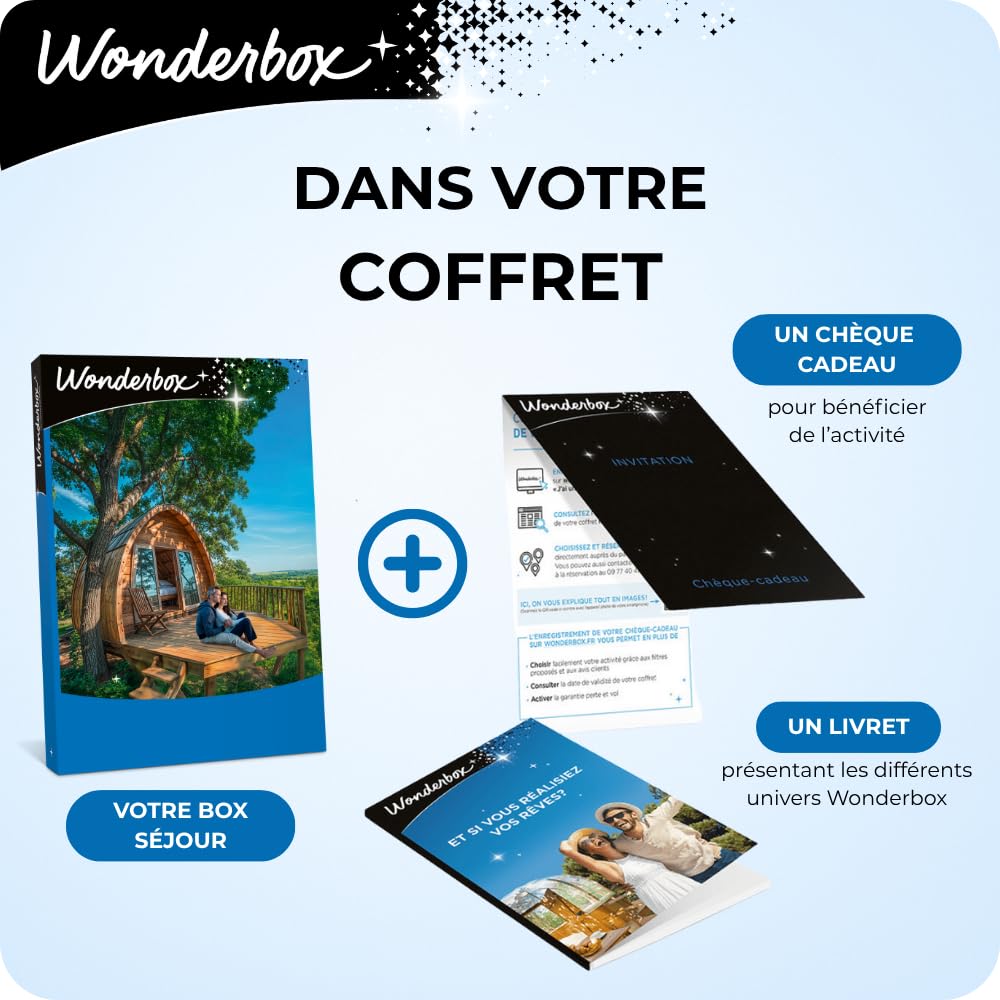Wonderbox - Insolite - 3 Jours De Rêve - Coffret Cadeau - Idée Cadeau Séjours | 2 nuits avec petits déjeuners - Plus de 100 séjours - Bulle, dôme, hutte, cabane, tiny house, bus à l'impériale, roulotte