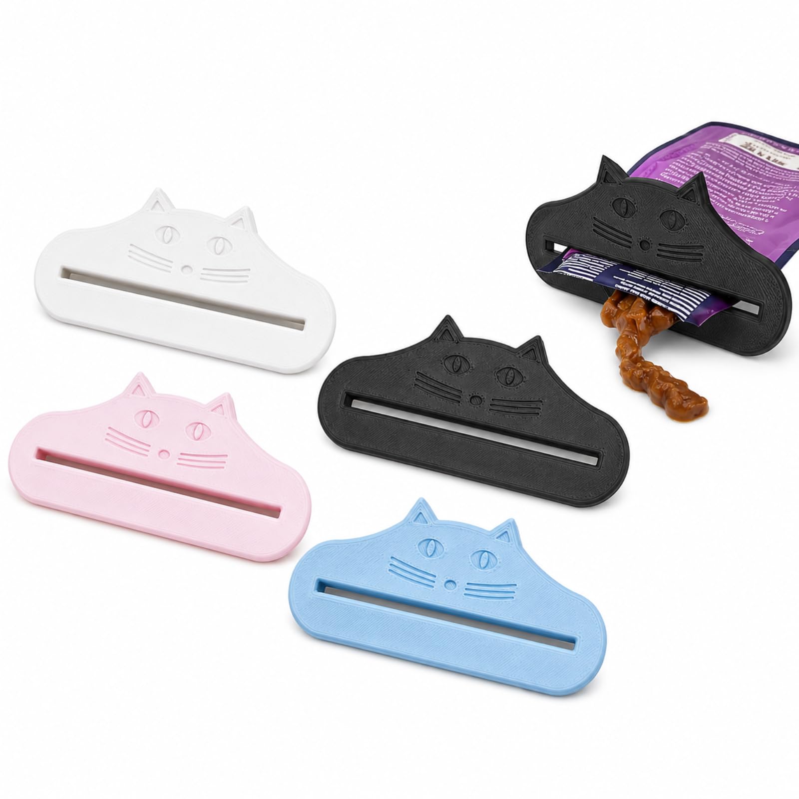 molicorl Cat Treat Squeezer, Food Pouch Scraper and Wet Food Dispensing Tool for Cats, Reusable Feeding Accessory for Portioning Pouch Contents, Home Meals and Travel