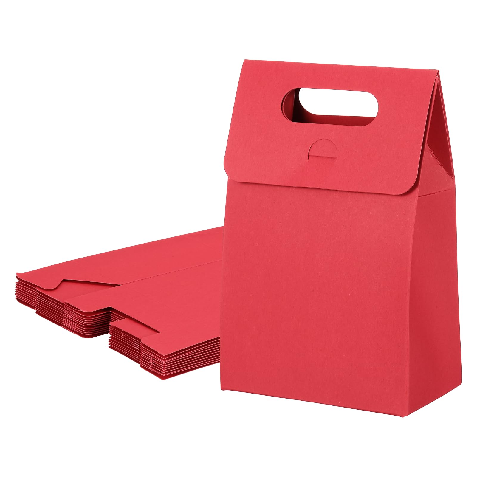 PATIKIL Kraft Paper Bags (10 x 6 x 15cm, Red) (12Pcs) Stand Up Gift Bags with Handles, Suit for - Party Favor/Wedding/Bridal Shower/Festivals/Gift Packing