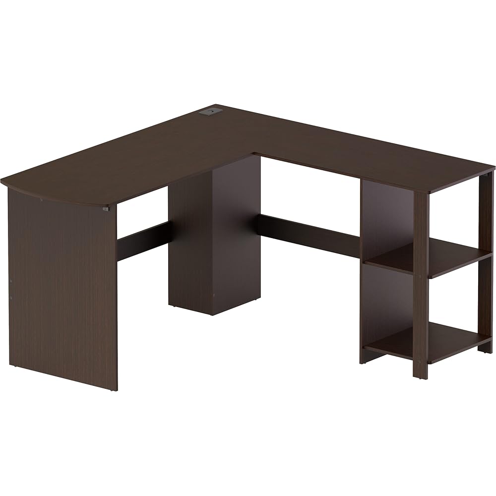 18/mo Finance SHW LShaped Home Office Wood Corner Desk, Espresso