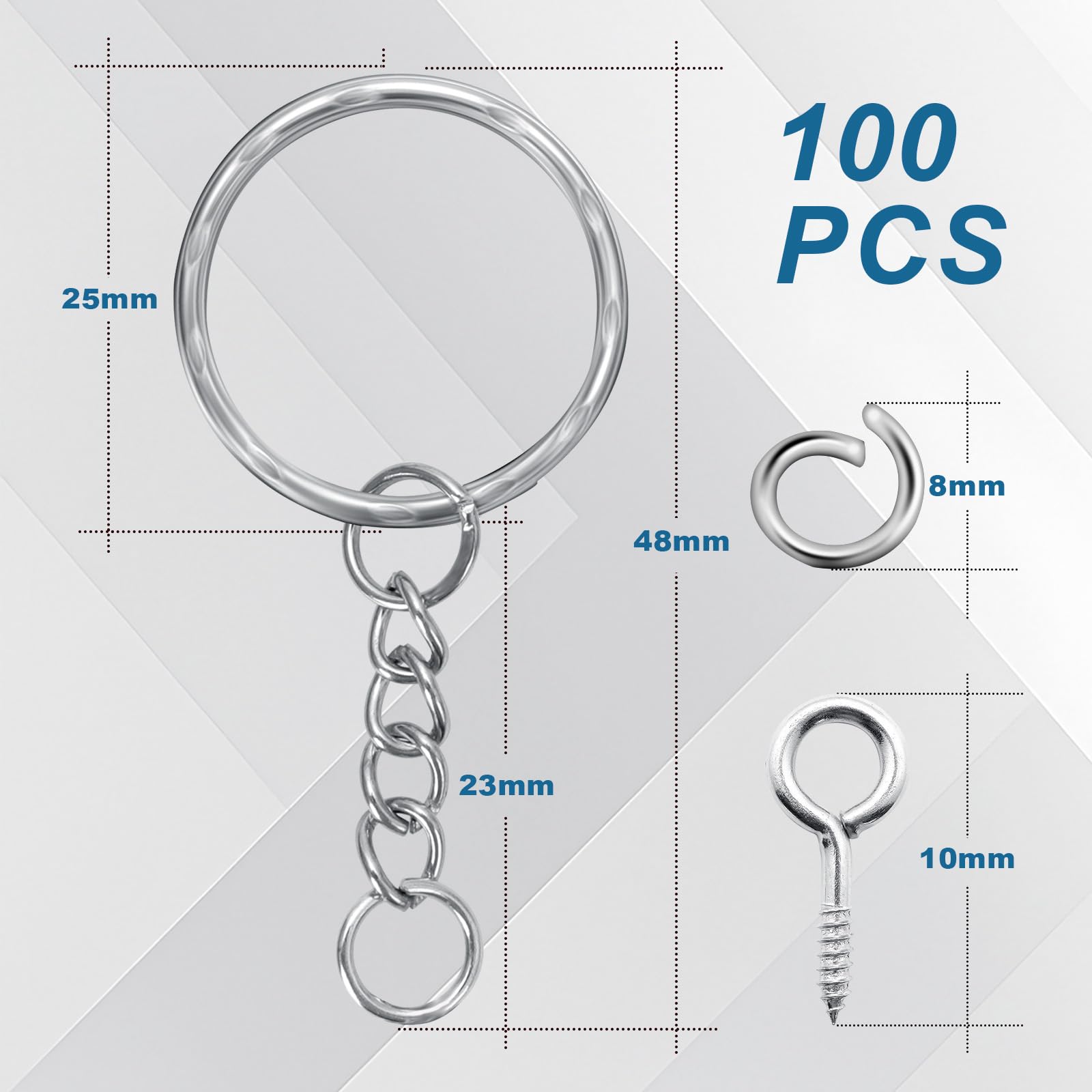 100 Set Di Anelli Portachiavi Per Portachiavi In Metallo Grezzo Per Artigianato 87915024