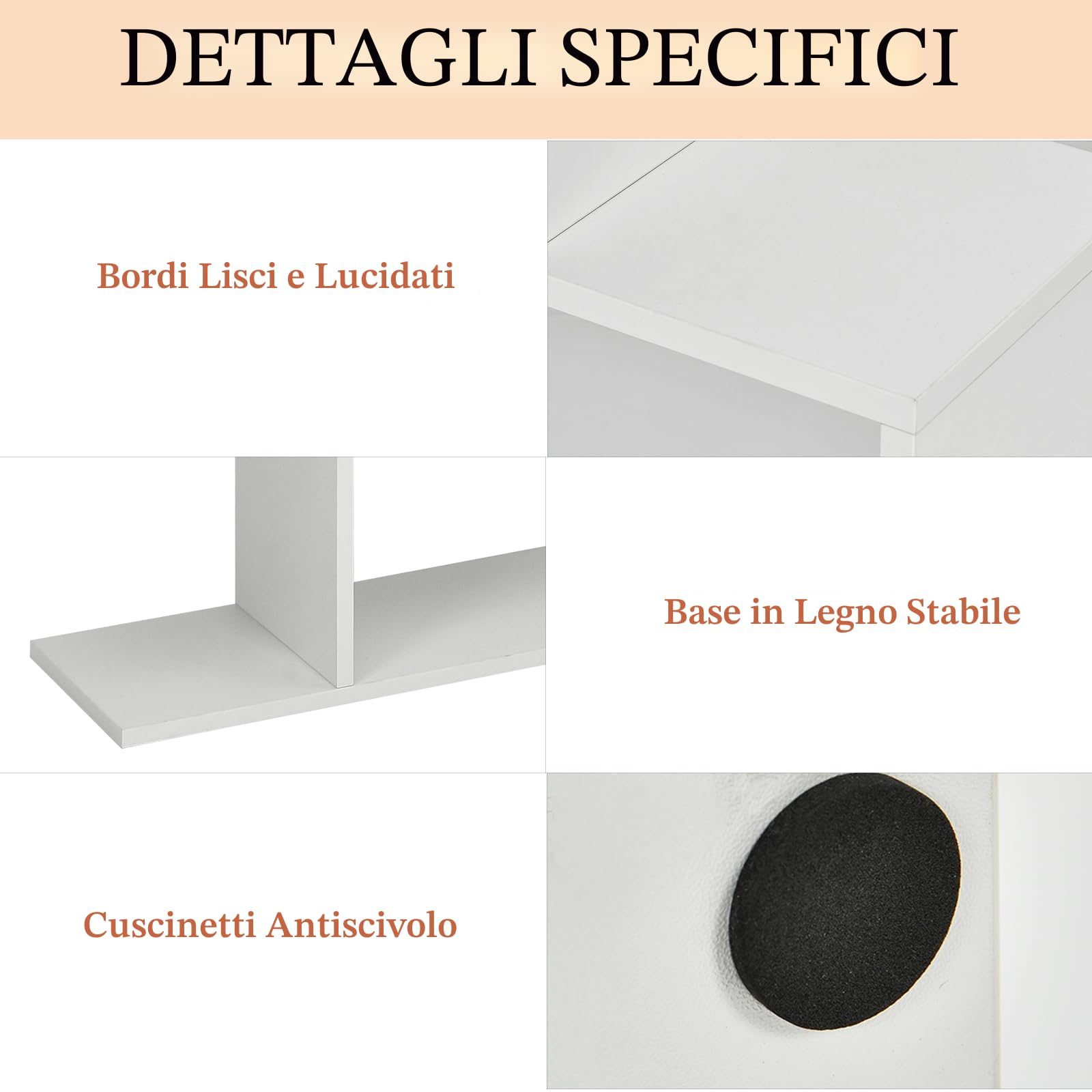 HOMASIS Libreria da Parete a 6 Livelli, Libreria Scaffale in Legno, Divisorio a Parete Multifunzionale con Design Antiribaltamento, Scaffale a S per Ufficio, Salotto, 80 x 23 x 191cm (Bianco)