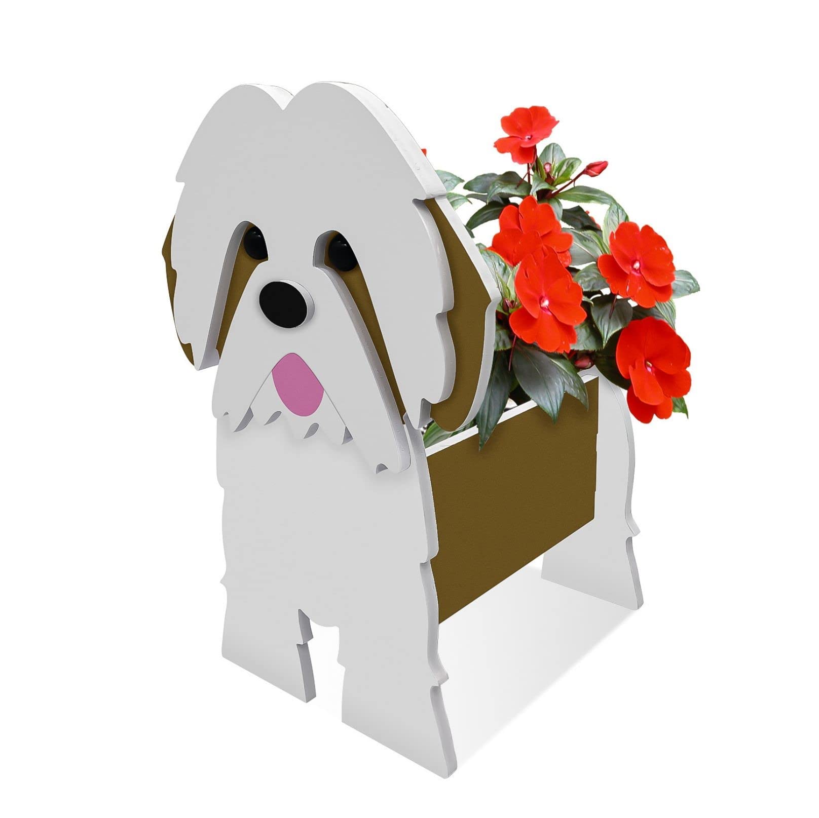 TTiiLoe Cute Dog Planter, Shih Tzus Plant Pots, PVC Herb Garden Flower Pots, Dog Cartoon Shaped Plant Container Holder, Gifts for Pet Lovers, 43x25cm/16.92x9.84in