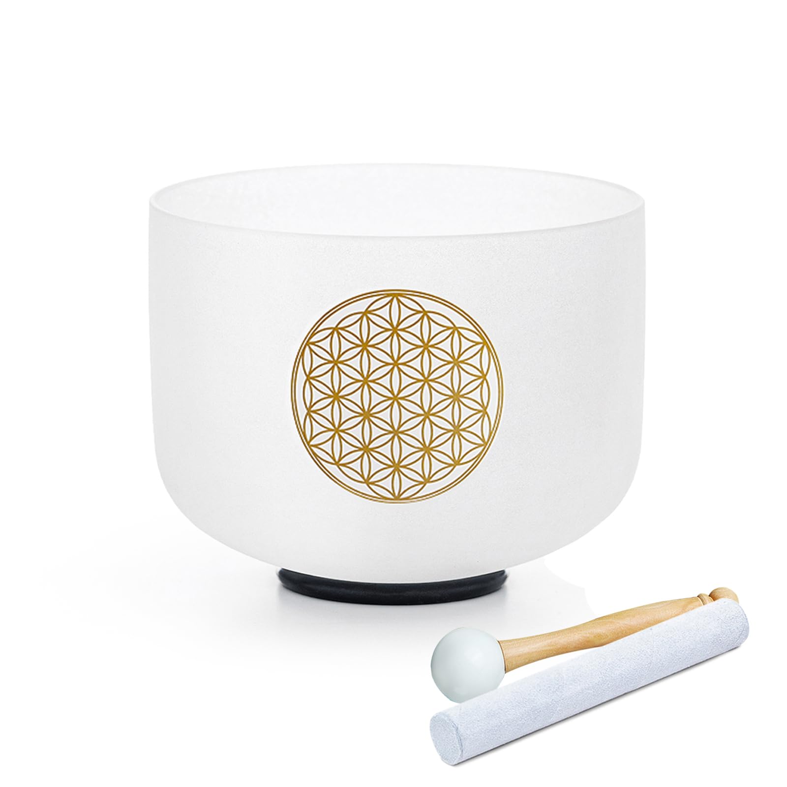 Hye-eun Cuenco de cristal de 528 Hz, 20 cm, con flor de la vida, diseño de flor de la vida, para sanación y meditación, cuenco de cristal Life flower