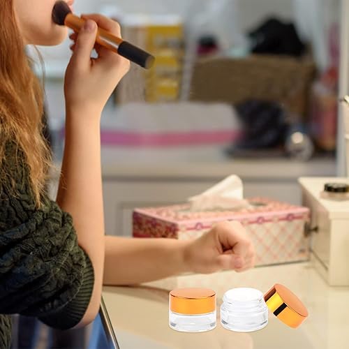 Miniatura 5 de Wresty 19 frascos de vidrio transparente para cosméticos, 0.18 oz, redondo, recargable, recipiente para crema cosmética, contenedor vacío para