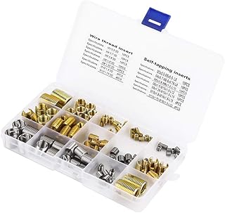 116Pcs Self Tapping Thread Inserts Set Self Tapping Thread Slotted Inserts and Steel Wire Thread Inserts Combination Set Thread Repair Tools Provide Strong Internal Thread